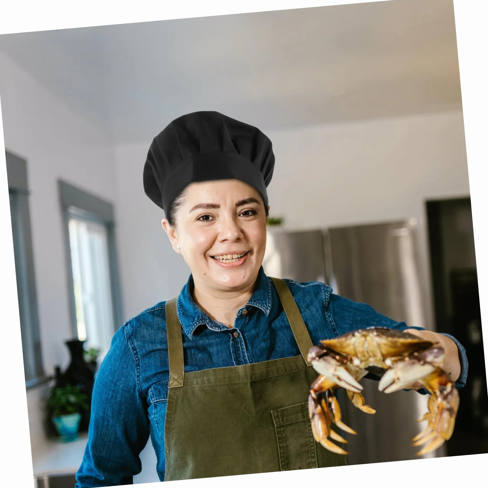 COLLBATH 2pcs Chef Hat Cook Cape Unisex Chef Hats Kitchen Kotelowa Czapka Oddychana Czaszki Czapki Czapki Kuchenne Czapki Cateringowe Dla Mężczyzn Kobiety Czarne