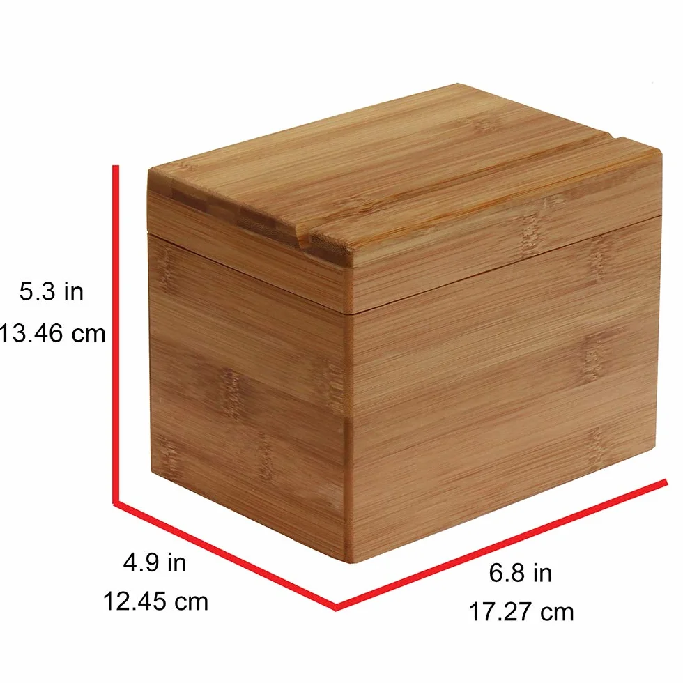 Oceanstar Bamboo Recipe Box with Divider, Natural