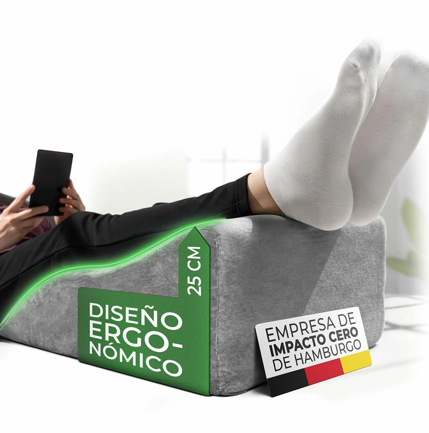 Ergonomiczna poduszka przeciwżylakowa do unoszenia nóg - podkładka pod nogi do unoszenia nóg - poduszka do unoszenia nóg - poduszka klinowa, poduszka wspornikowa dla nóg i kolan, idealna jako poduszka
