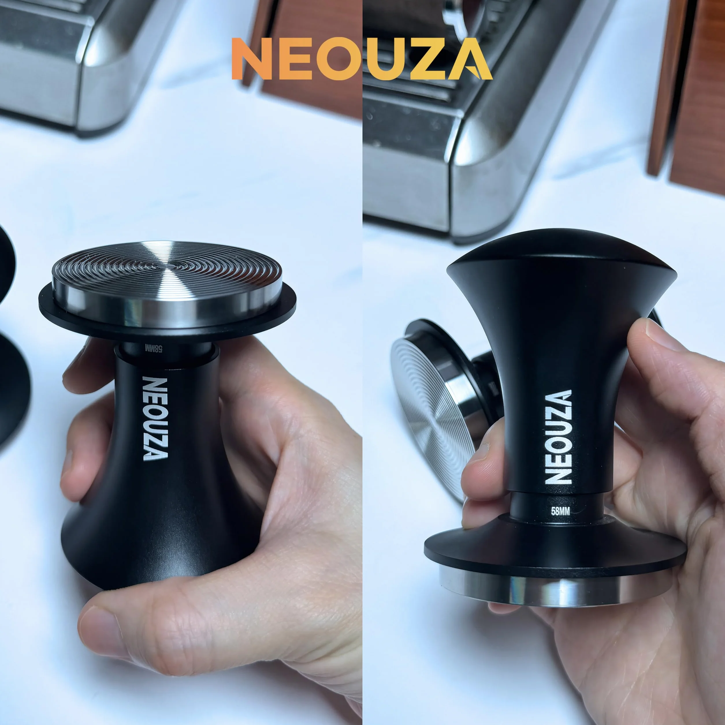 NEOUZA Tamper do espresso V2 podwójnie kalibrowany sprężynowy 53,3 mm stal nierdzewna