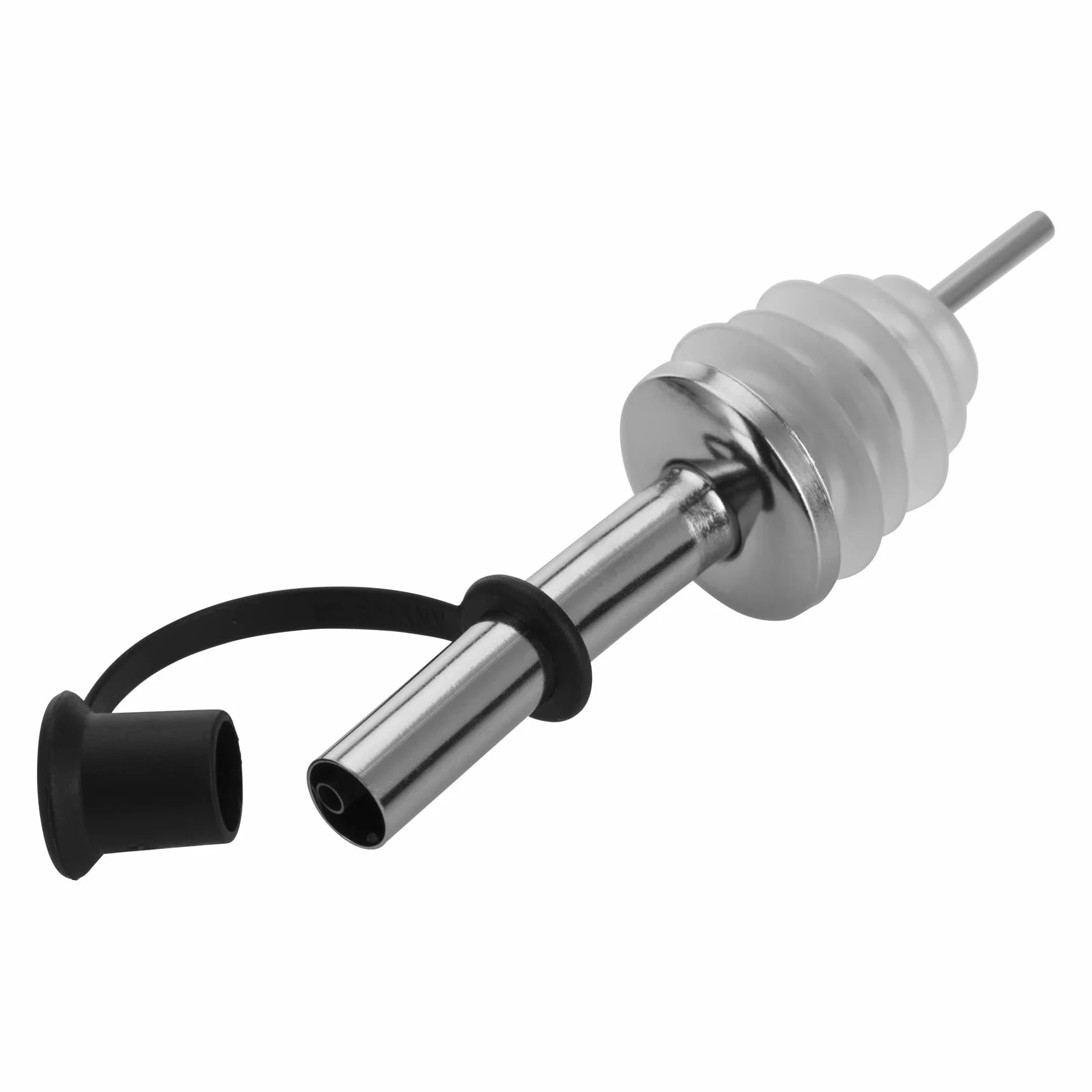Westmark 4 lejki do butelek alkoholowych/oleju, z klapką, z rurkami wentylacyjnymi, metal/stal nierdzewna, korek silikonowy, standard Inox, srebrny, 453322E3