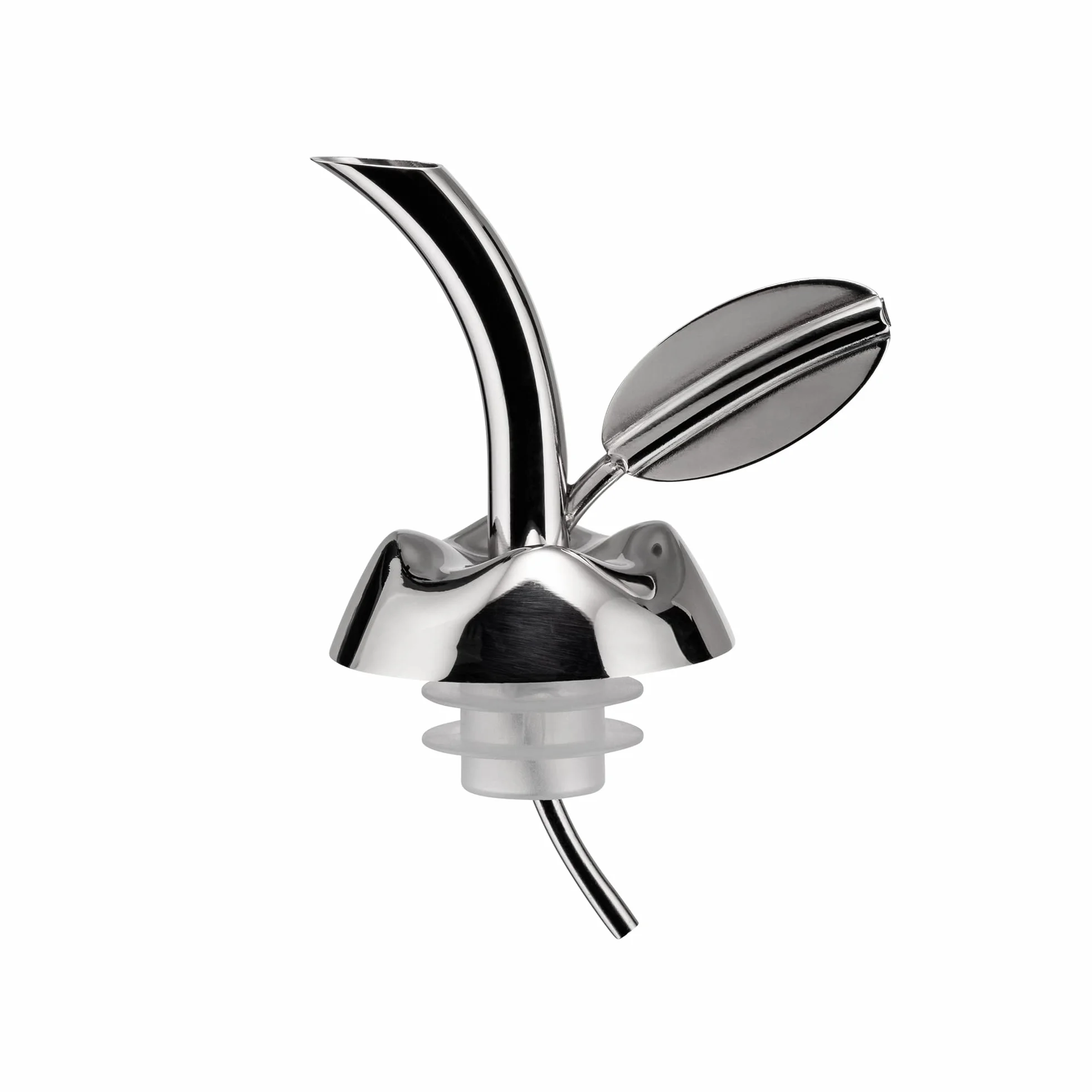 Alessi Fior d'olio szklany pojemnik na oliwę z lejkiem ze stali nierdzewnej 6x8,5x5 cm