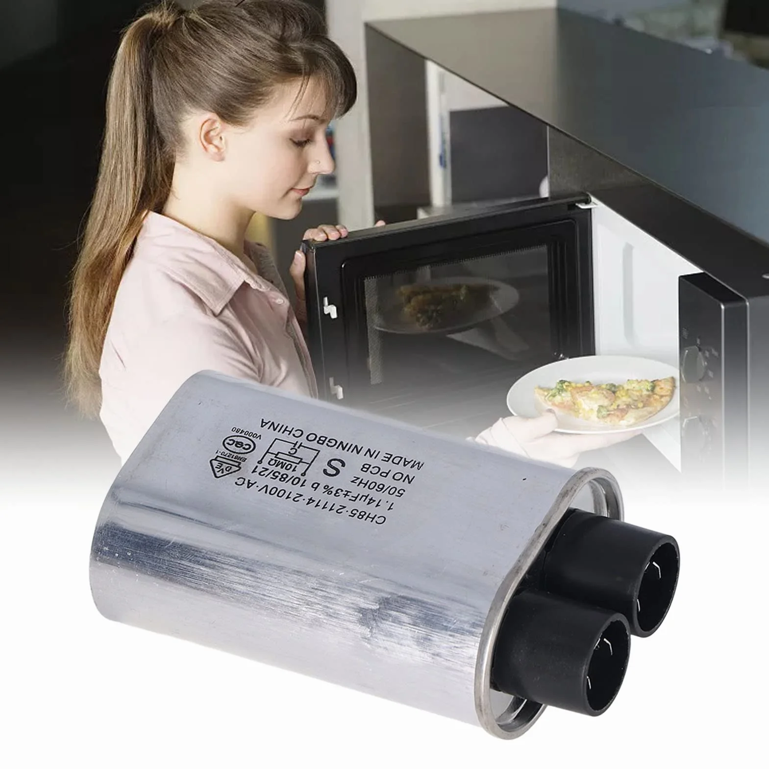 Uniwersalna Kuchenka Mikrofalowa 2100V Kondensator Mikrofalowy Wysokiego Napięcia Kondensator Mikrofalowy 1,14 UF Uniwersalny 4,8mm Mała Wkładka Kondensator Mikrofalowy Wymiana do Kuchenki