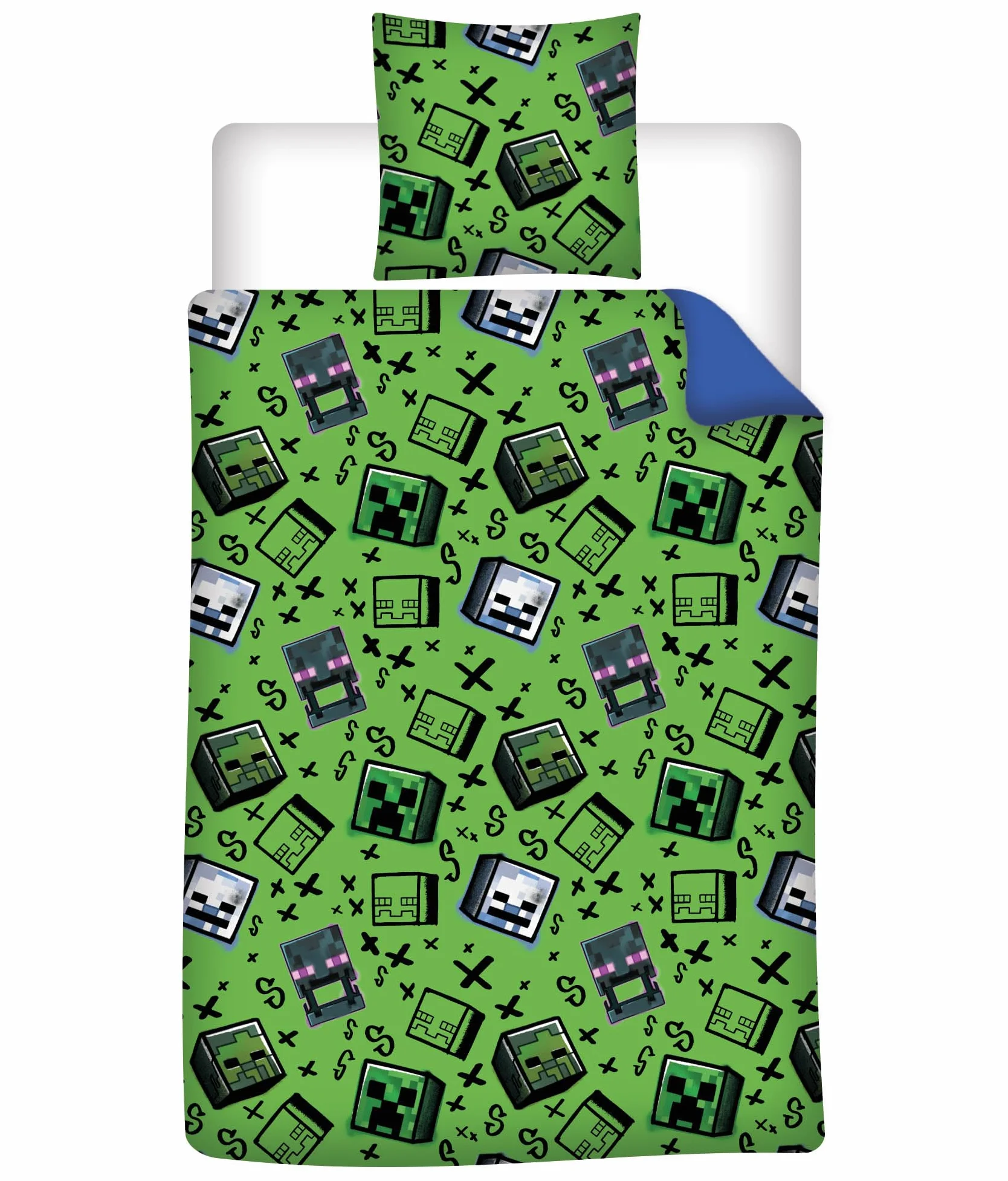 Minecraft Zestaw pościeli 135x200 cm 80x80 cm mikrofibra Steve Alex Creeper dwustronny