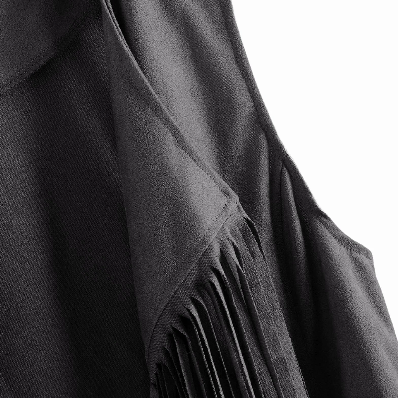 HUIFUAO Generisch Strój kowbojki dla kobiet, Kostium plus size, Kamizelka z frędzlami, Bez rękawów, Frędzle, Kamizelka, Topy, Styl hipisowski w stylu lat 70., Zamszowa kurtka z