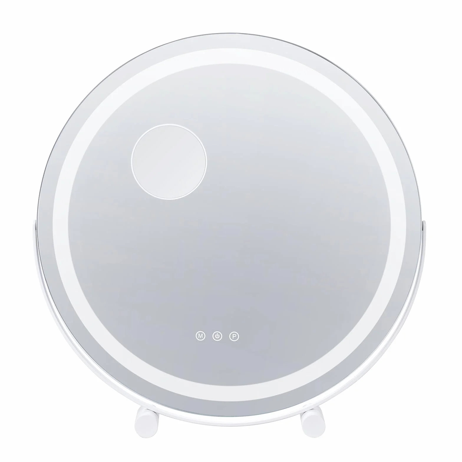 VEVOR Okrągłe podświetlane lustro LED z 3 trybami oświetlenia, 5-krotne powiększenie, sterowanie dotykowe, obrót 360°, 513x100x523 mm