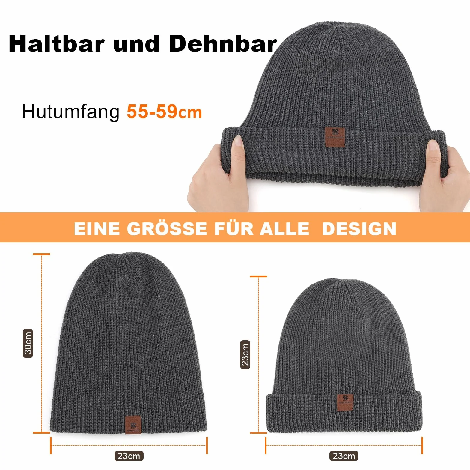 Czapka Beanie dla Mężczyzn i Kobiet, Uniseks Czapki Dzianiny na Jesień Zimę Dzianina Czapka Zimowa Damska Miękka i Ciepła Czapka Knitted Hats,Szary