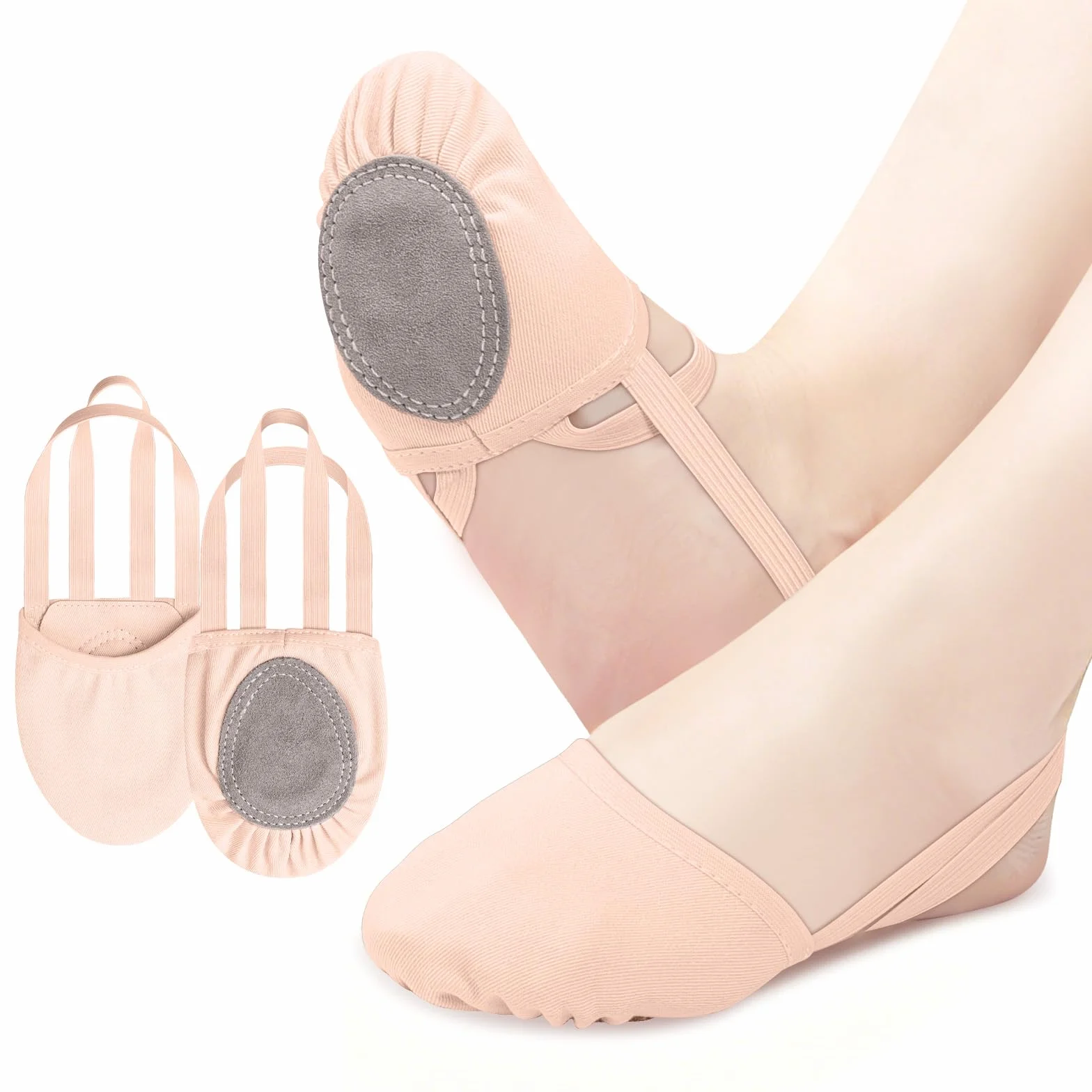 DiULi Półpodeszwy, buty baletowe, do tańca, lyrical turning, obrotowe skarpety gimnastyczne dla dziewcząt i kobiet, buty do tańca, antypoślizgowe, odcień skóry, różowe