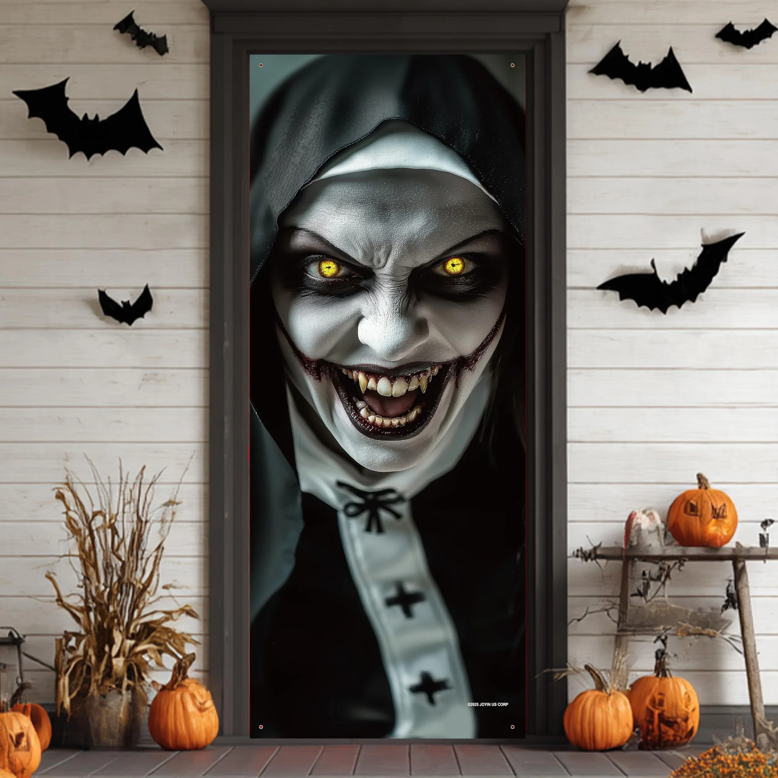 JOYIN Naklejka na drzwi zakonnicy 3D Halloween 200 x 61 cm straszny duch dekoracja tapeta