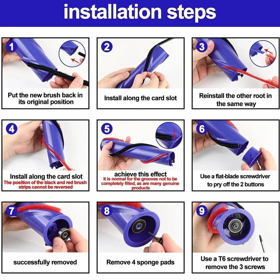 Pluszowe paski do pasków szczotkowych Dyson Original V8 V10 ze śrubokrętem