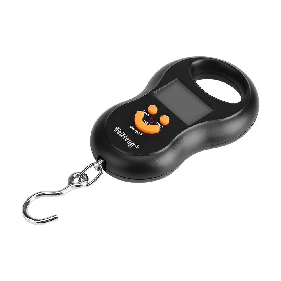 Cyfrowa waga bagażowa 50 kg/10 G z podświetleniem LCD i wiszącymi haczykami