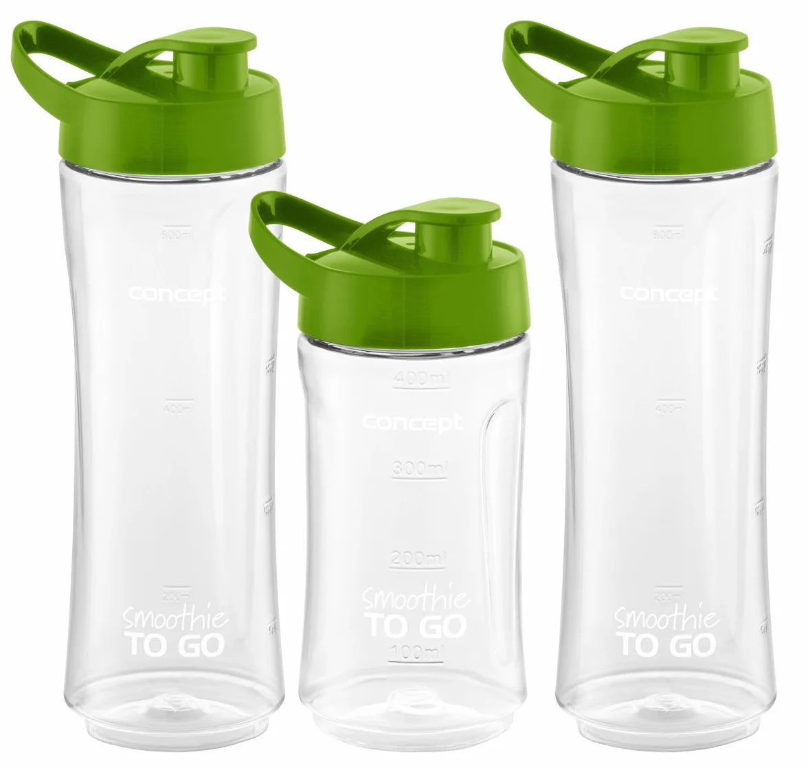 CONCEPT Hausgeräte SM 3365 Smoothie to Go z trzema butelkami, 300 W, 600/400 ml, BPA free, plastik, zielony