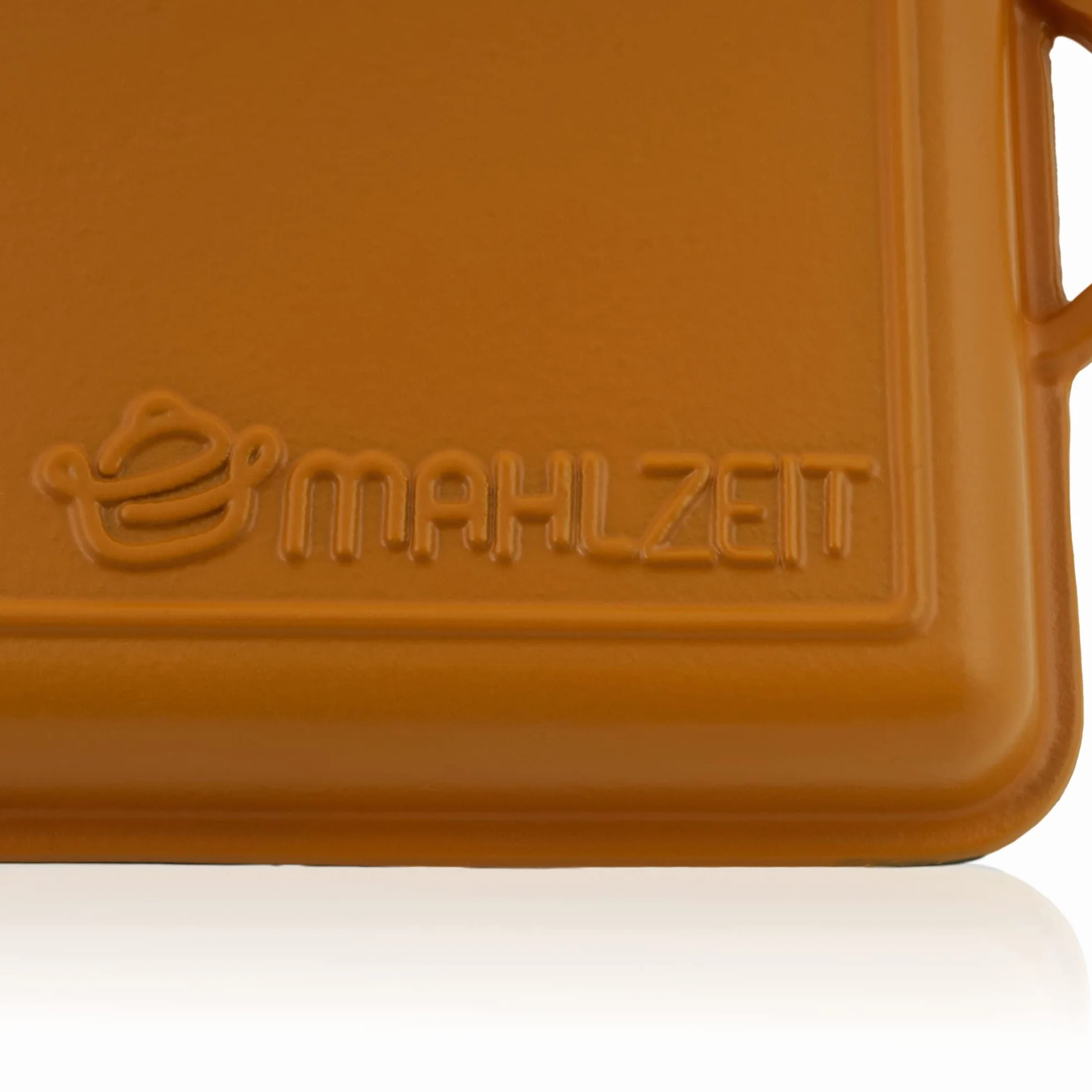 Mahlzeit Żeliwo emaliowane naczynie do pieczenia | 10,5 litra | Sunny Orange | brytfanna 2 w 1 z patelnią | brytfanna z pokrywką nadaje się do piekarnika, emaliowania, do duszenia, żeliwa