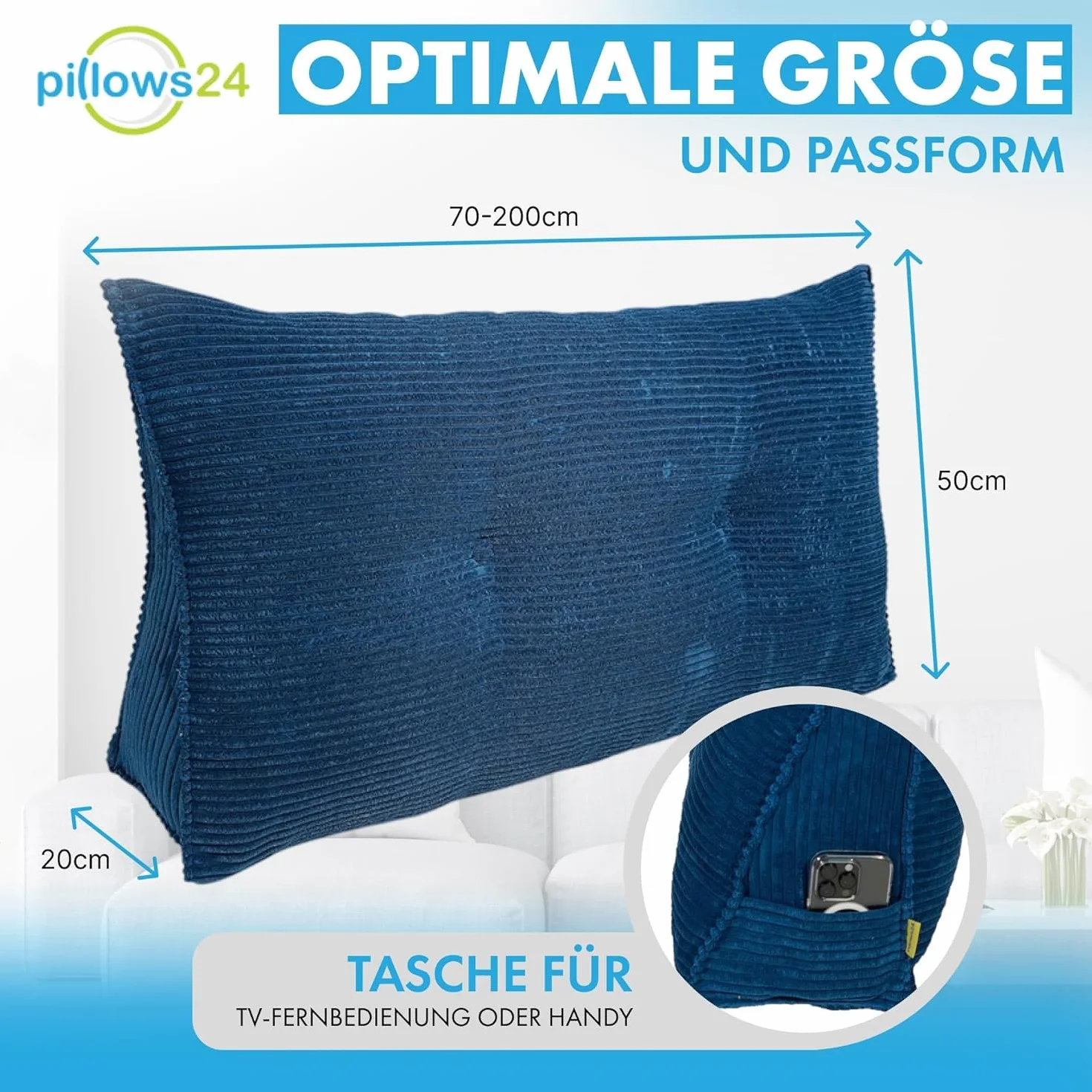 Poduszka na oparcie do łóżka i sofy ze zdejmowaną, nadającą się do prania poszewką [160 cm/beżowa/Boucle] wygodna poduszka klinowa i poduszka do czytania na łóżko | duża poduszka na sofę