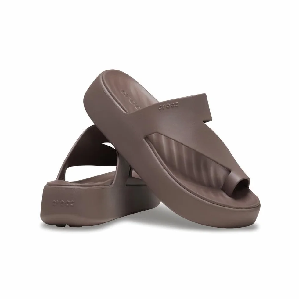 Crocs Damskie sandały na platformie Getaway Toe Loop, Trufla, 9