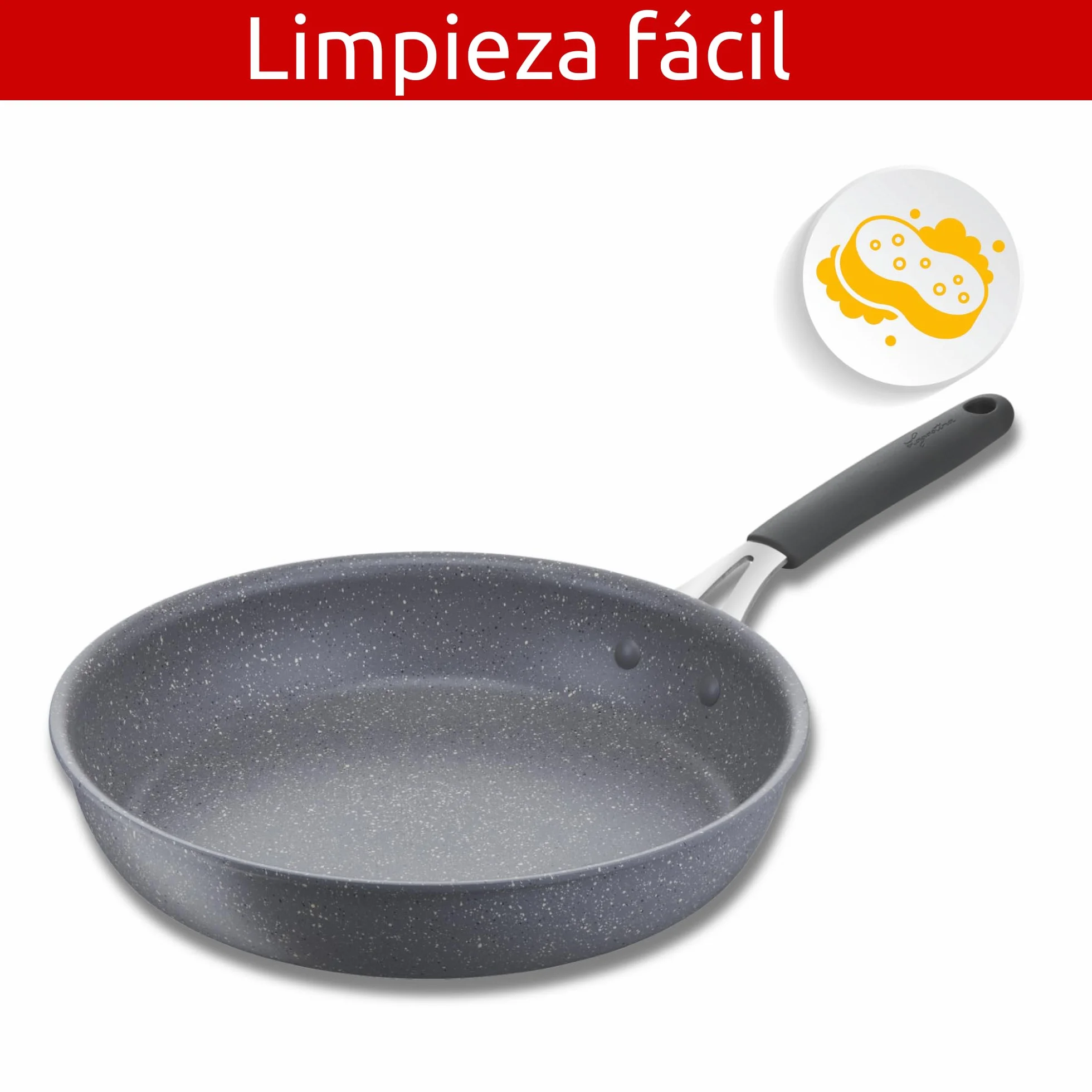 Lagostina Tempra Mineral zestaw patelni nieprzywierający stal aluminium powłoka mineralna 24/28 cm silikonowy uchwyt