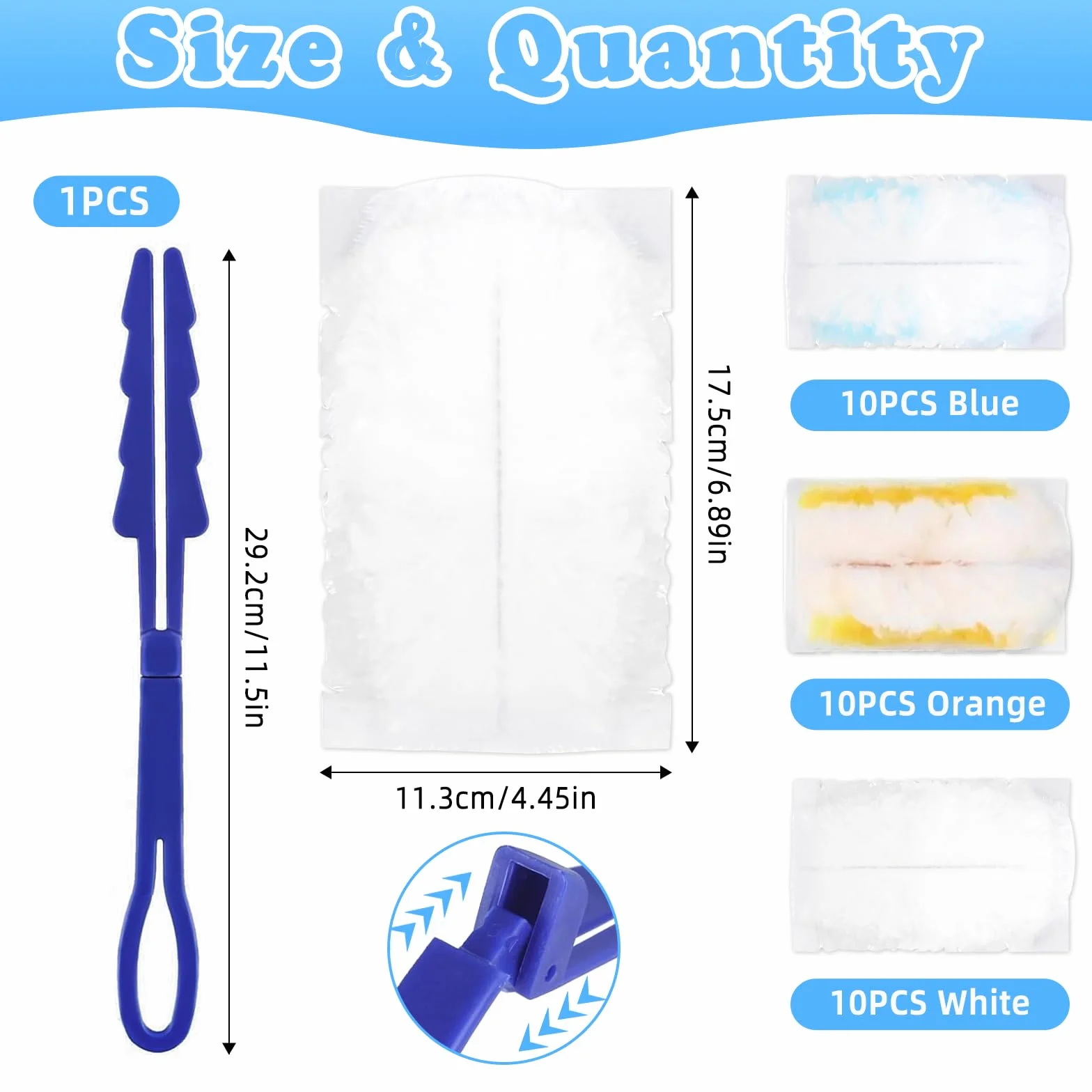 KATIMI Ściereczki do kurzu Swiffer 31 sztuk, Opakowanie uzupełniające z 1 uchwytem, 3 kolory
