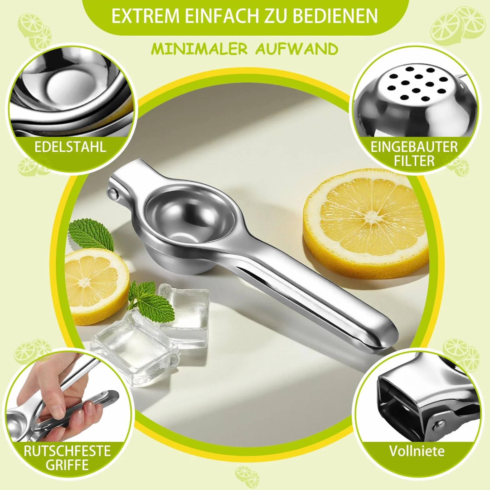 Maszyna do prasowania cytryn, Große Heavy Duty Handhelp Juicer für Zitrone, Metalowa ręczna prasa cytrynowa, Narzędzie do wyciskania wapna, Ręczna prasa cytrynowa