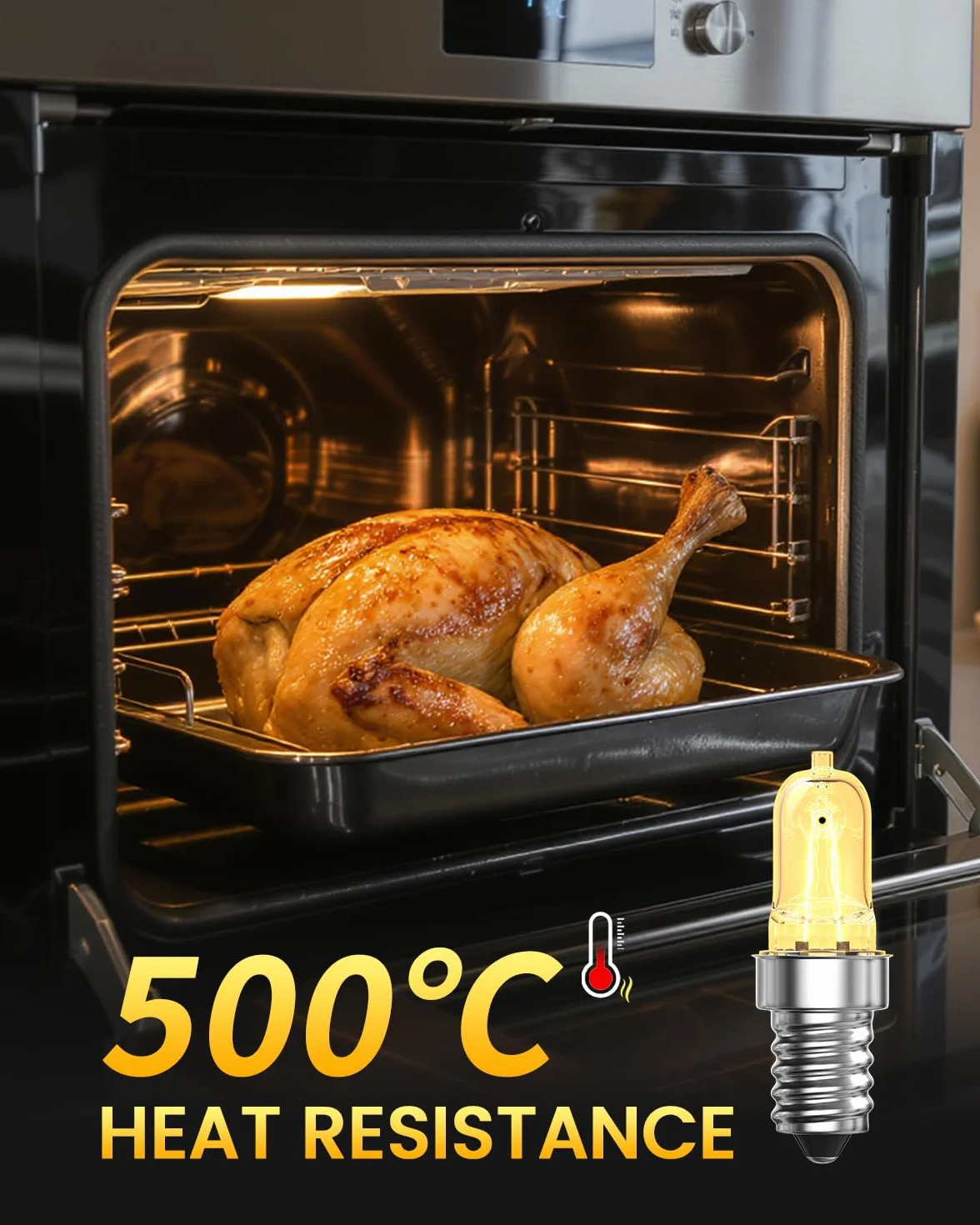 4X Żarówka do Piekarnika E14 42W - Odporna na Wysokie Temp. do 500°C Lampa do Piekarnika E14 Ciepła biała 2700K Ściemniana do Philips, Neff, Smeg, Zanussi & Bosch Piekarników