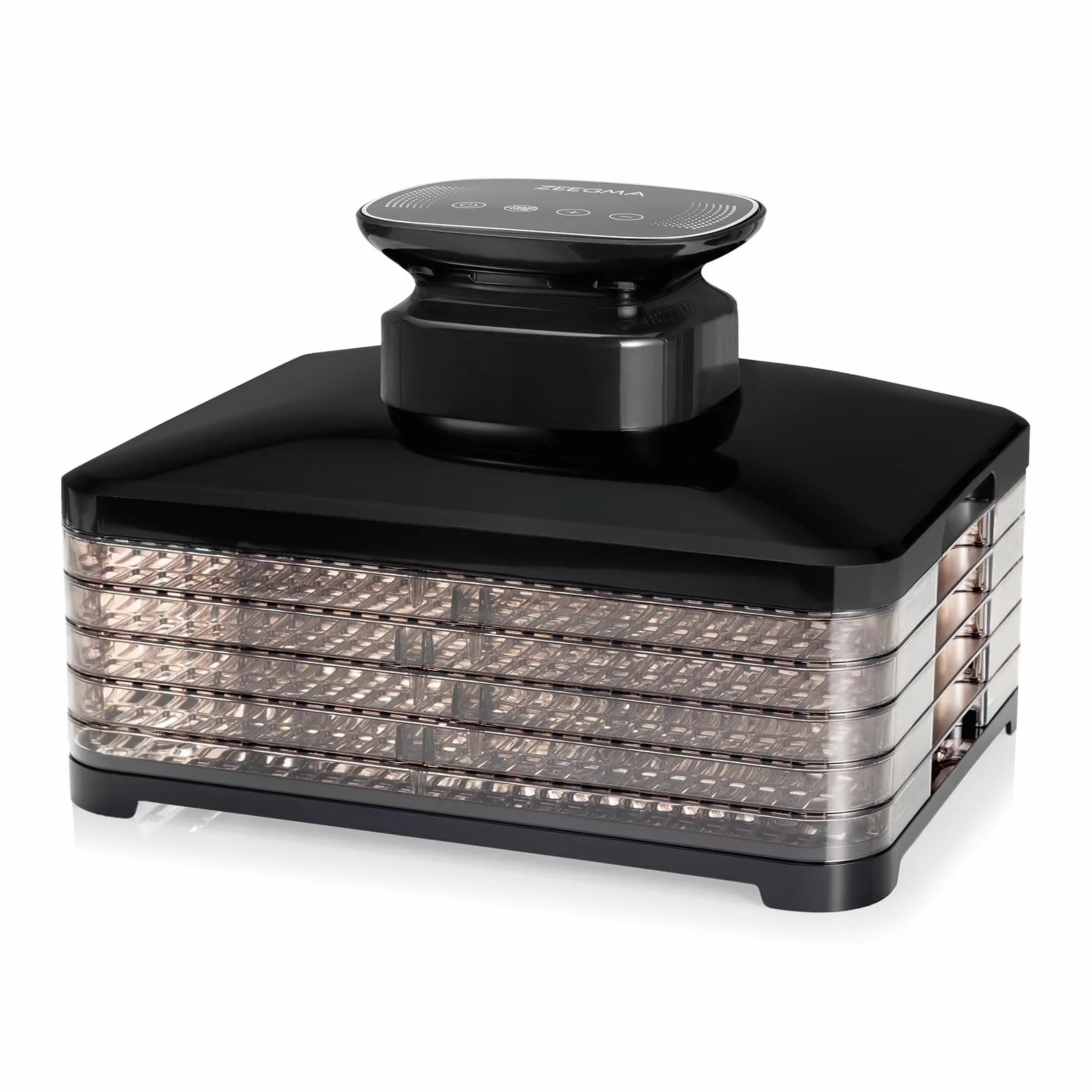 Zeegma Dry Chef Pro Suszarka do Żywności do Grzybów, Owoców i Warzyw, Termoobieg dla Suszenia, Regulacja Temperatury 35–70°C co 5°C, Timer 72 h, Panel LCD, Auto Wyłączanie, Przezroczyste Sita, 6 Sit