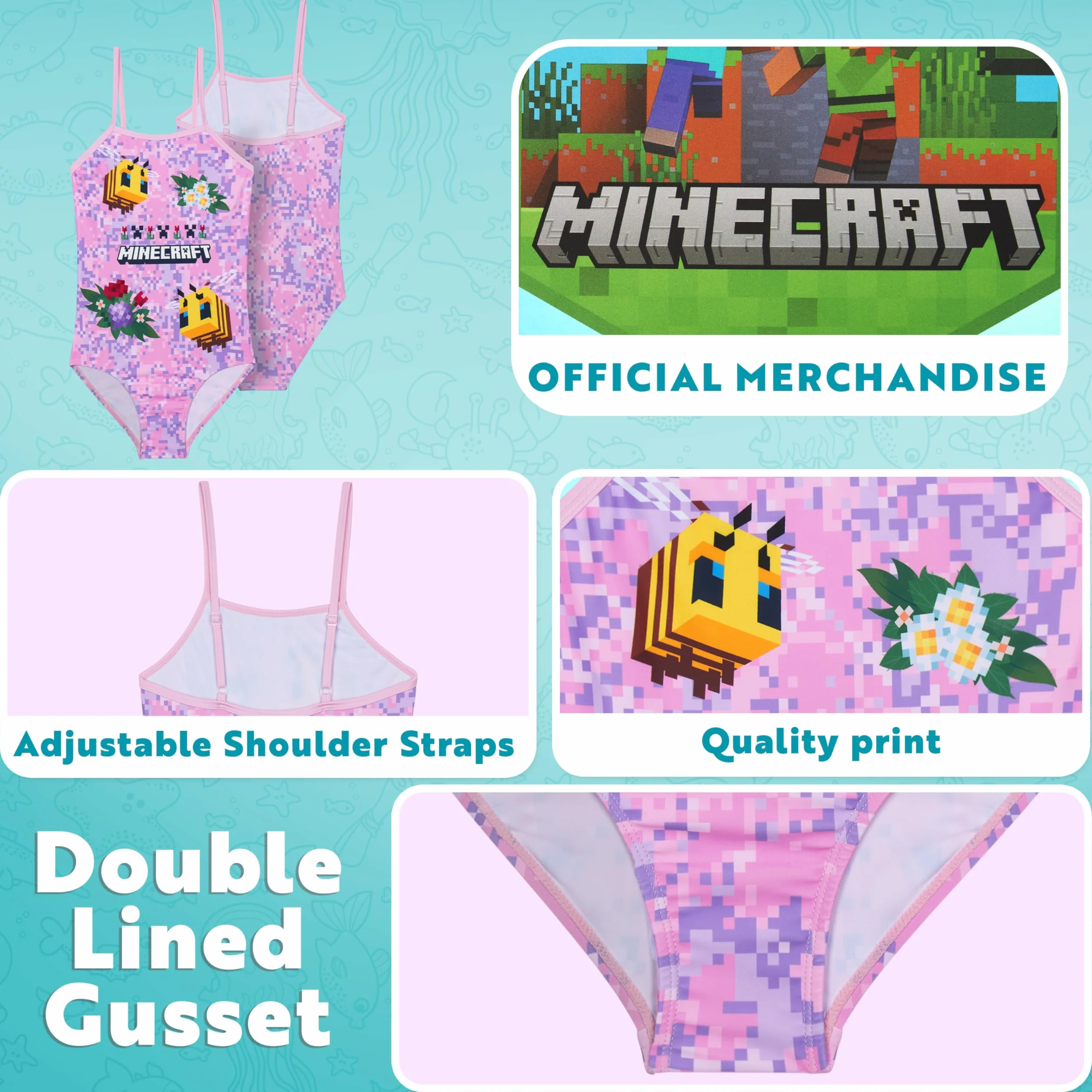 Get Trend Minecraft | Pokemon strój kąpielowy dla dziewczynek małych dzieci jednoczęściowy strój kąpielowy rozciągliwy strój kąpielowy plaża basen