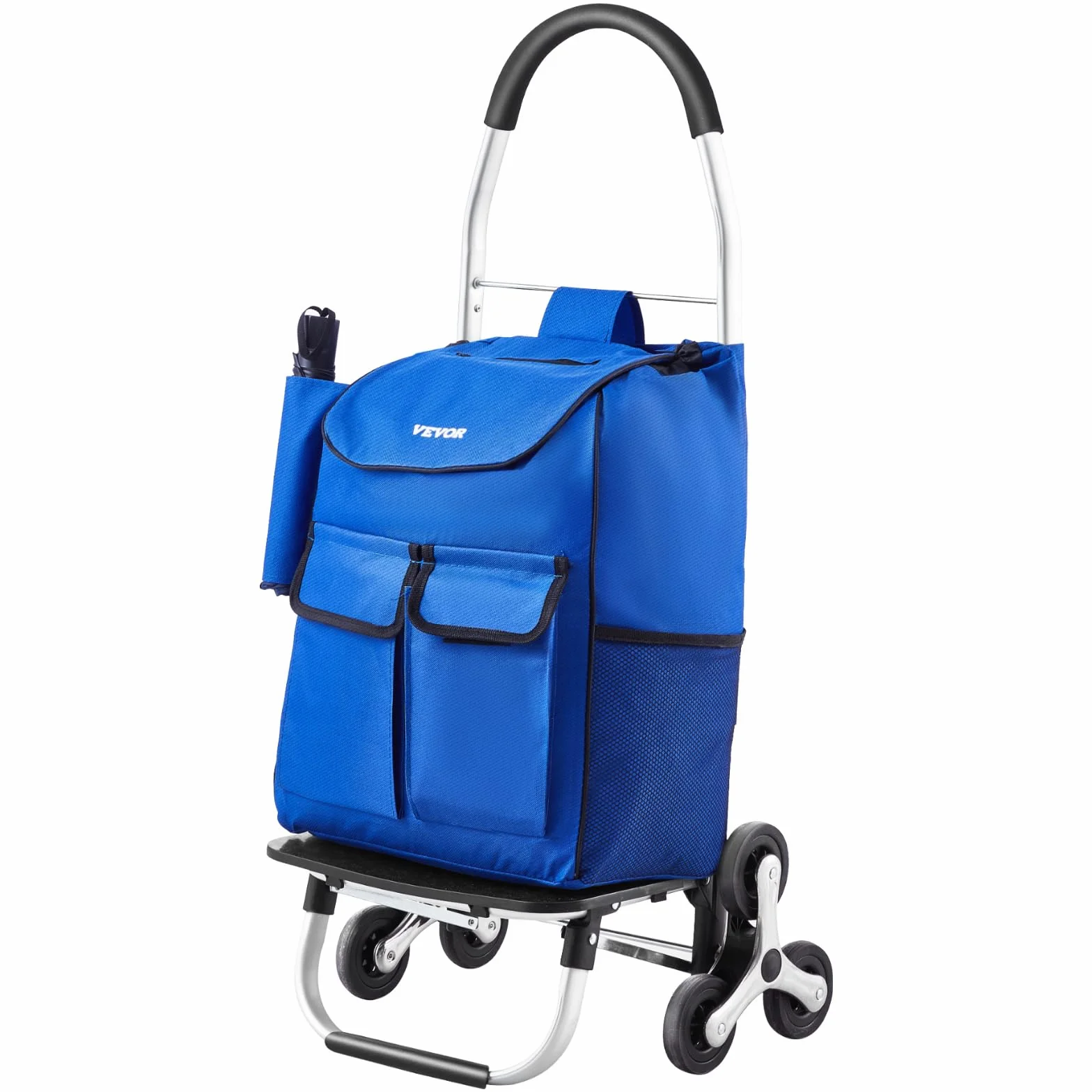 VEVOR Składany wózek na zakupy 36L Wózek na schody z 6 kołami 445 x 375 x 990 mm Torba do przechowywania z tkaniny Oxford na zakupy, do biura, przeprowadzki, transportu, na zewnątrz, pralni,