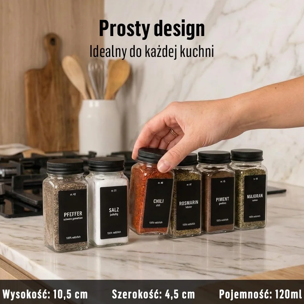 Słoiczki na Przyprawy z Nakrętką Zestaw 24 sztuk 120 ml 10,5 x 4,5 cm