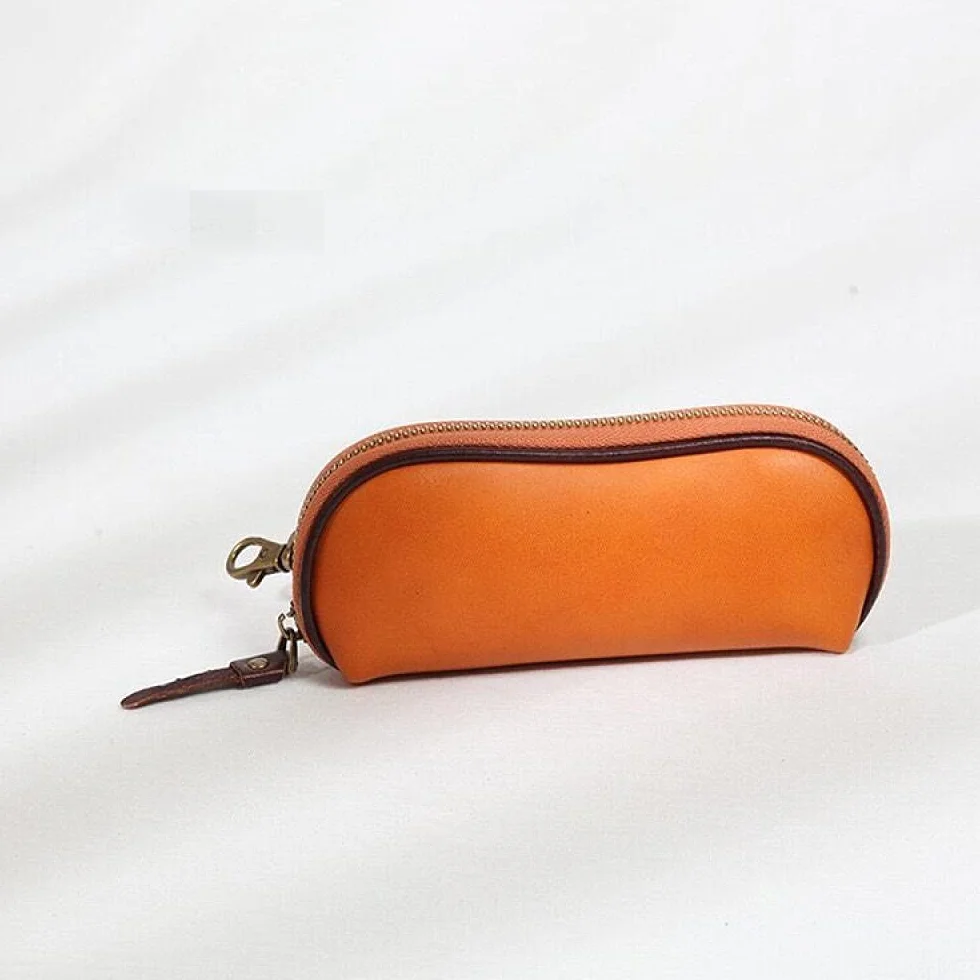 Okulary Słoneczne Skrzynka Etui Na Okularyskórzana Sztuka Warzywa Opalone Skórzane Okulary Case Przenośne Multicolor Zipper Hook Okulary Przechowywania Mężczyźni I Kobiety-Żółty