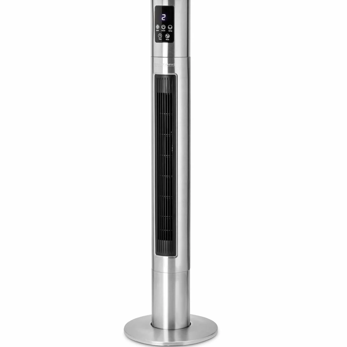 ProfiCare Wentylator kolumnowy PC-TVL 3090 wieża z wielofunkcyjnym pilotem zdalnego sterowania, wyświetlacz LED ze sterowaniem WiFi, elektroniczny timer, 3 poziomy prędkości, czarny/stal nierdzewna