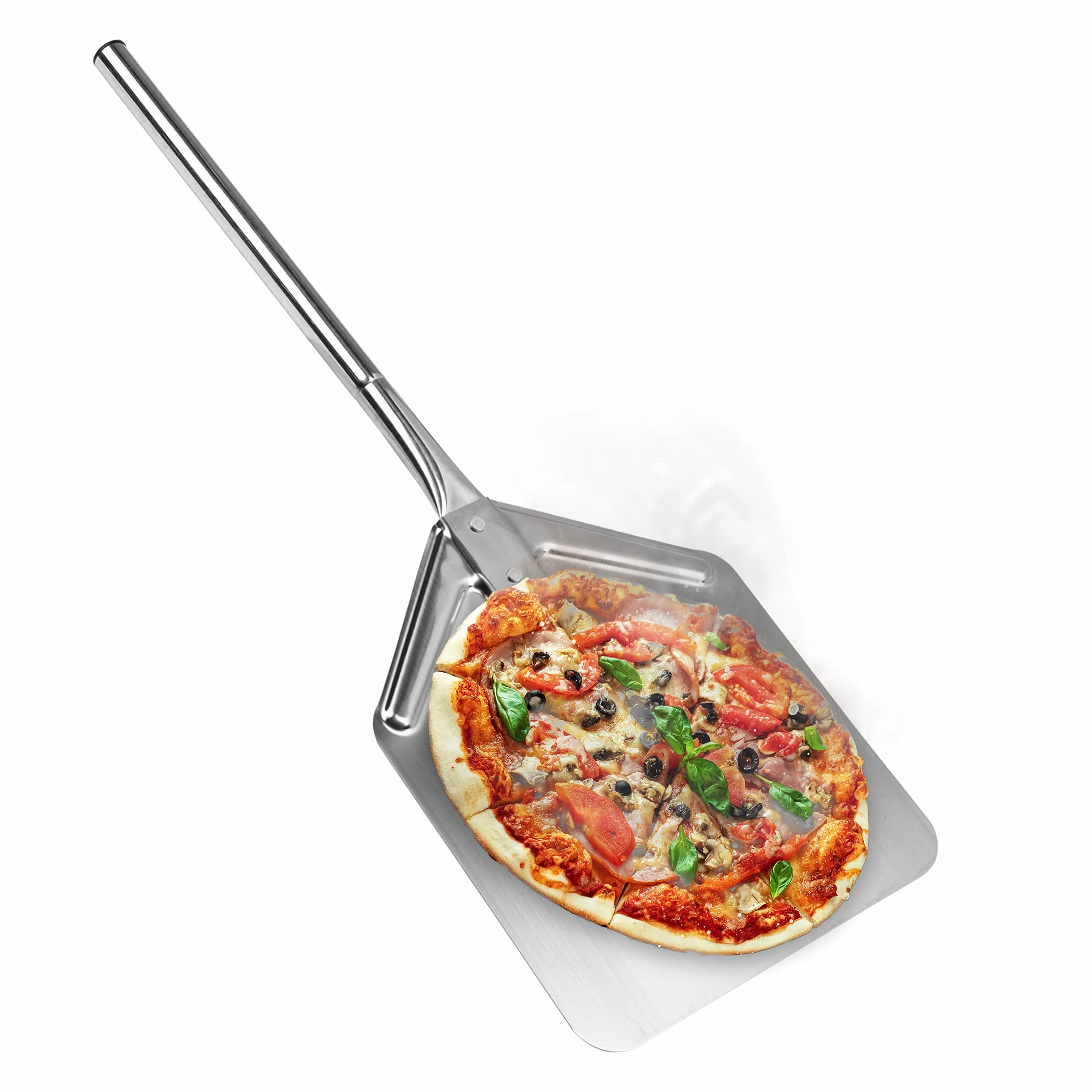 Levivo Łopata do pizzy XXL ze stali nierdzewnej ze zdejmowanym przedłużeniem uchwytu