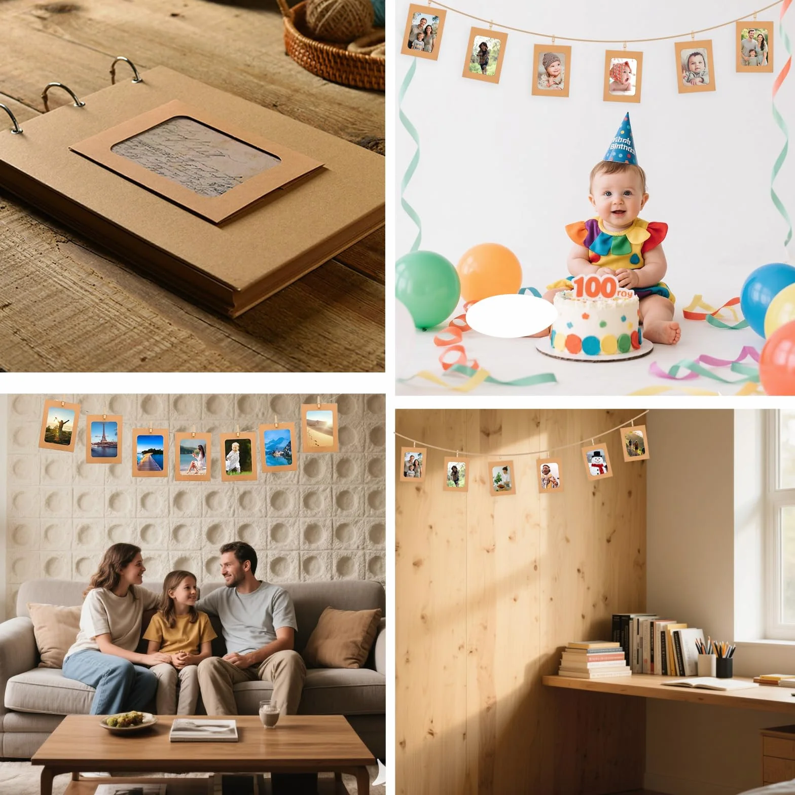 Ściana ze zdjęciami, 20 sztuk papierowych ramek na zdjęcia 10 x 15 cm z klipsami, girlanda na zdjęcia i wisząca girlanda fotograficzna, zasłona do zdjęć, dekoracja na wesele, przyjęcie, do