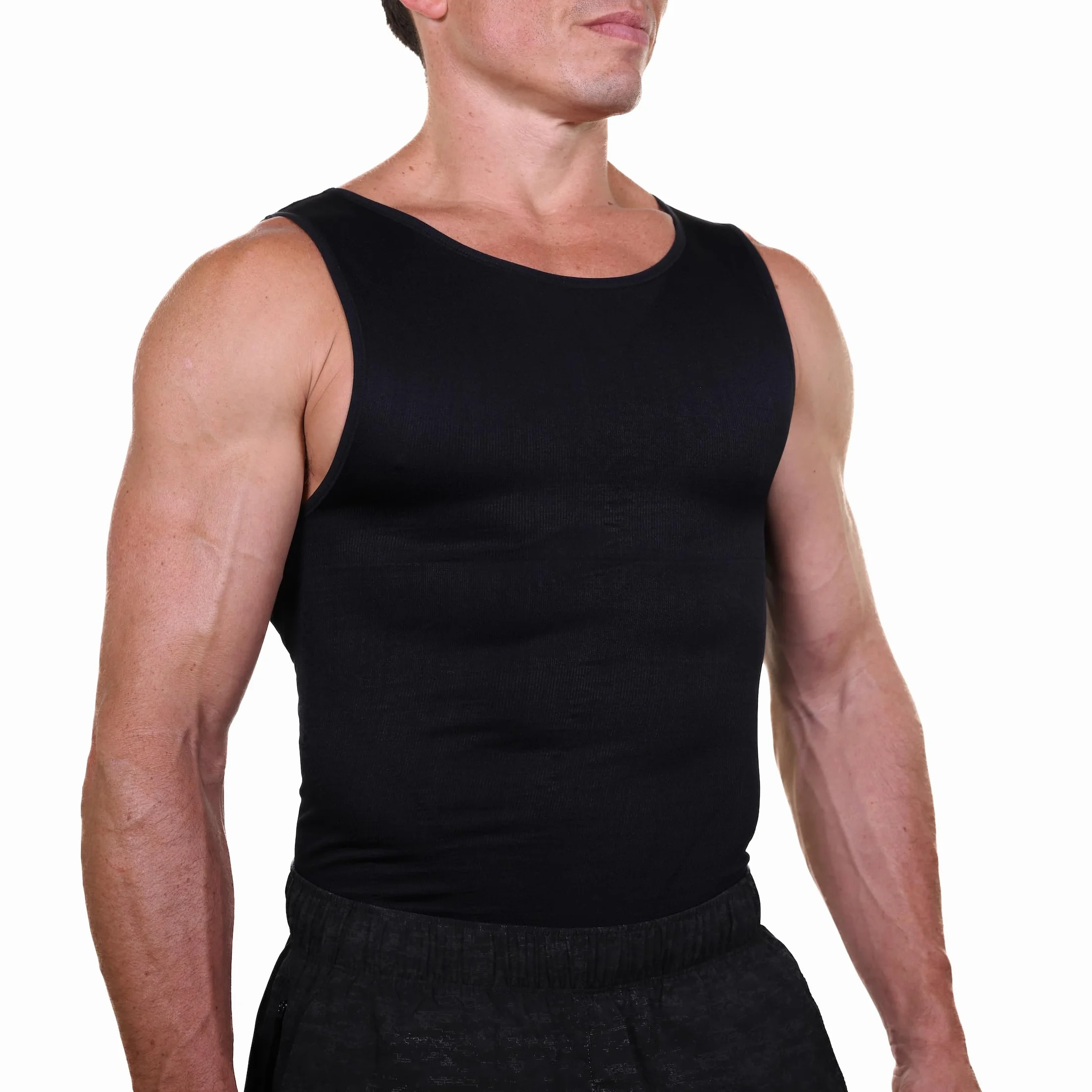 Esteem Apparel EliteSlim Męska Koszula Kompresyjna Aby Ukryć Ginekomastię Moobs Brzuch Wyszczuplająca Bielizna Modelująca