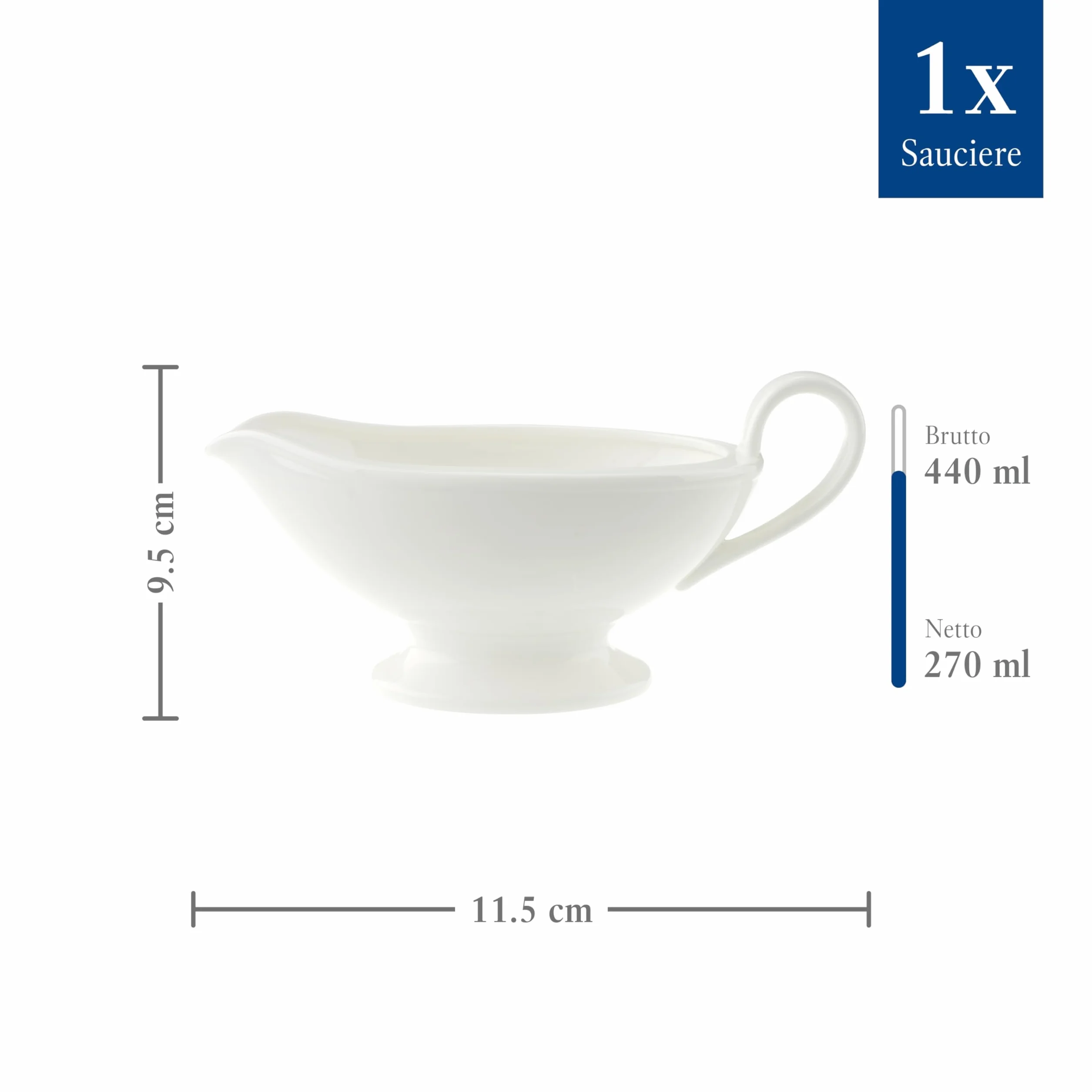 Villeroy & Boch Royal sosjerka górna część z uchwytem porcelana kostna premium