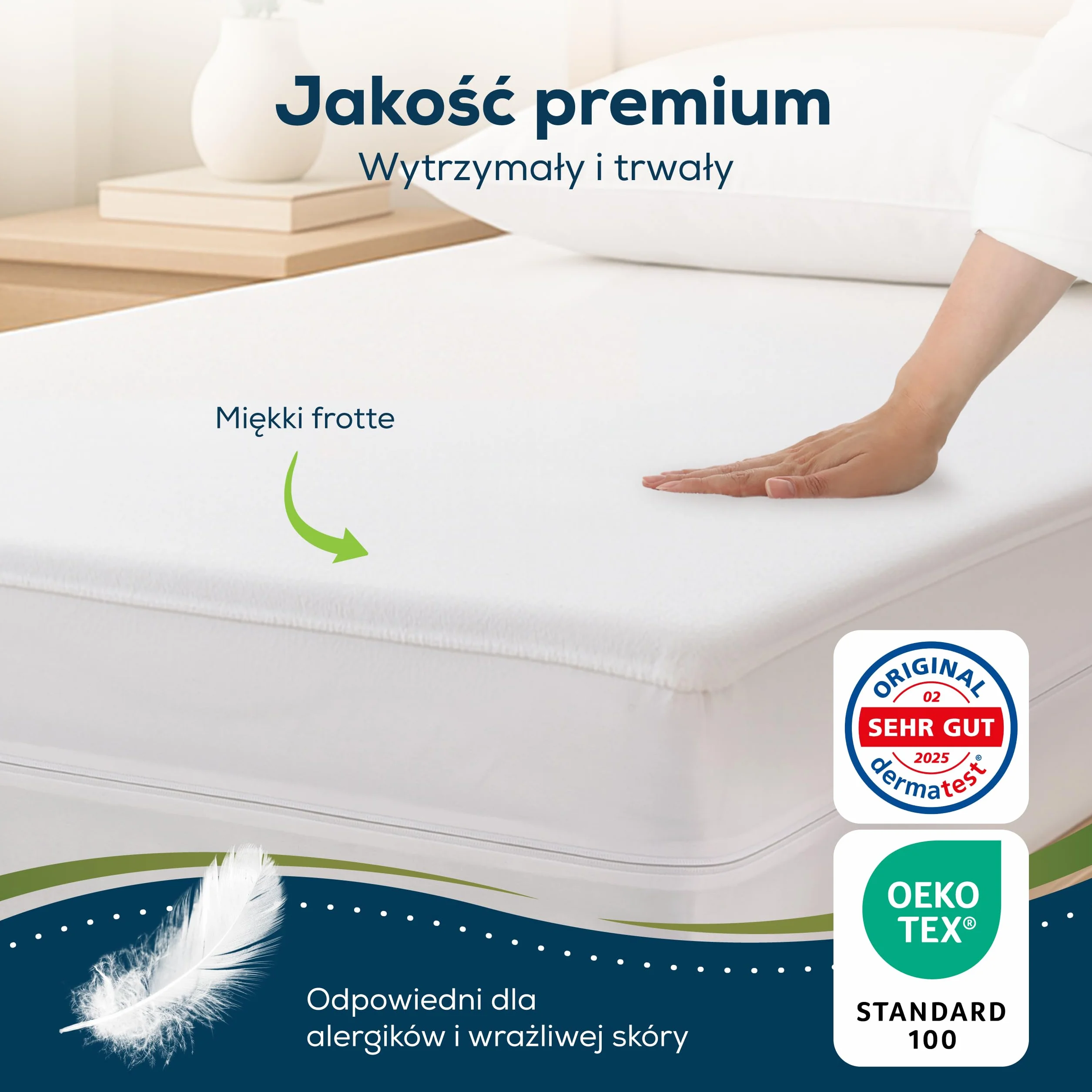 Sensalou Pokrowiec na Materac Wodoodporny i Antyalergiczny przeciw Roztoczom i Pluskwom, Ochraniacz Materaca dla Alergików, Miękka Frotte z Zamkiem (140 x 200 cm, 20 cm)