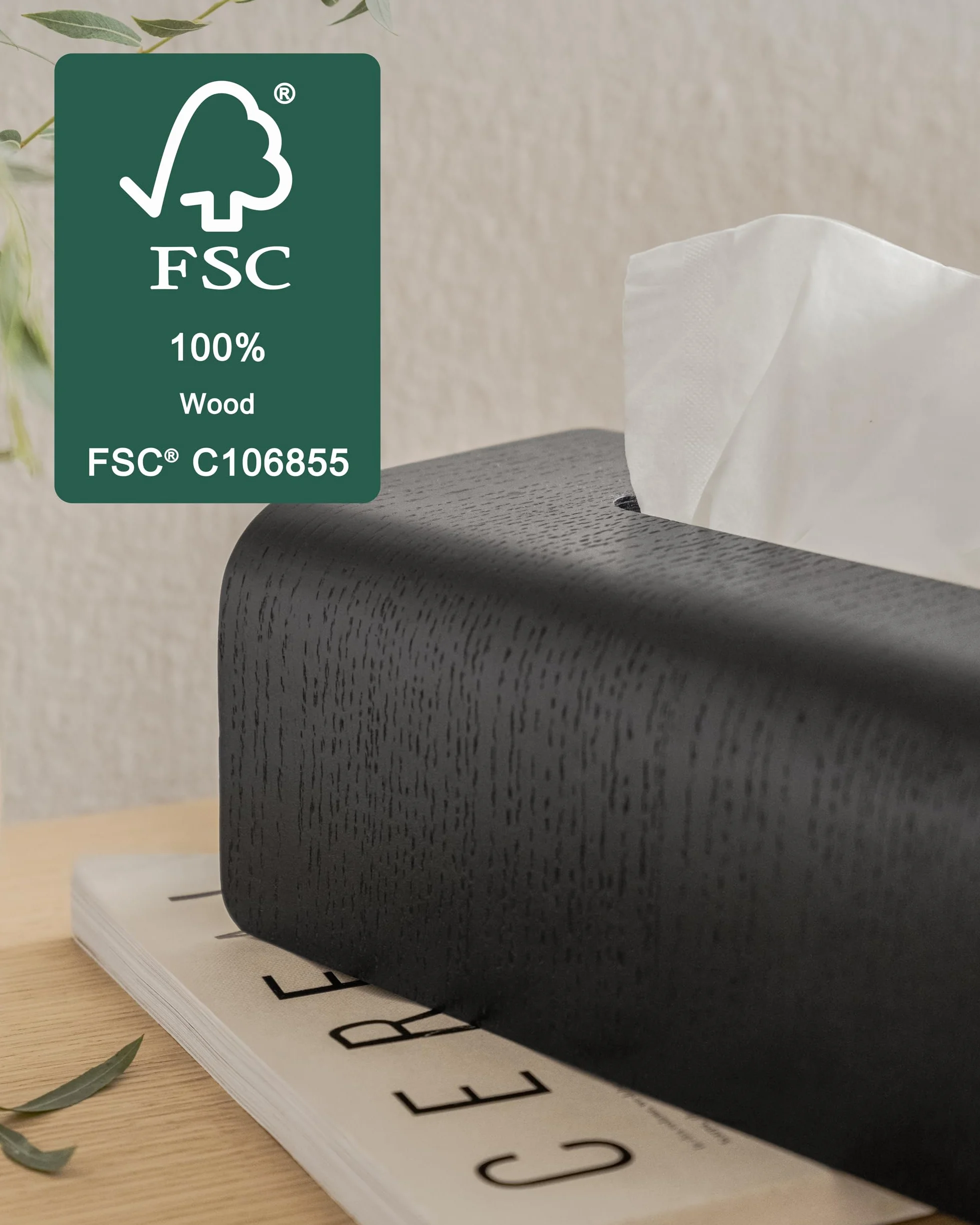 Kazai Pudełko na chusteczki Toke Fornir z drewna dębowego FSC Dąb czarny