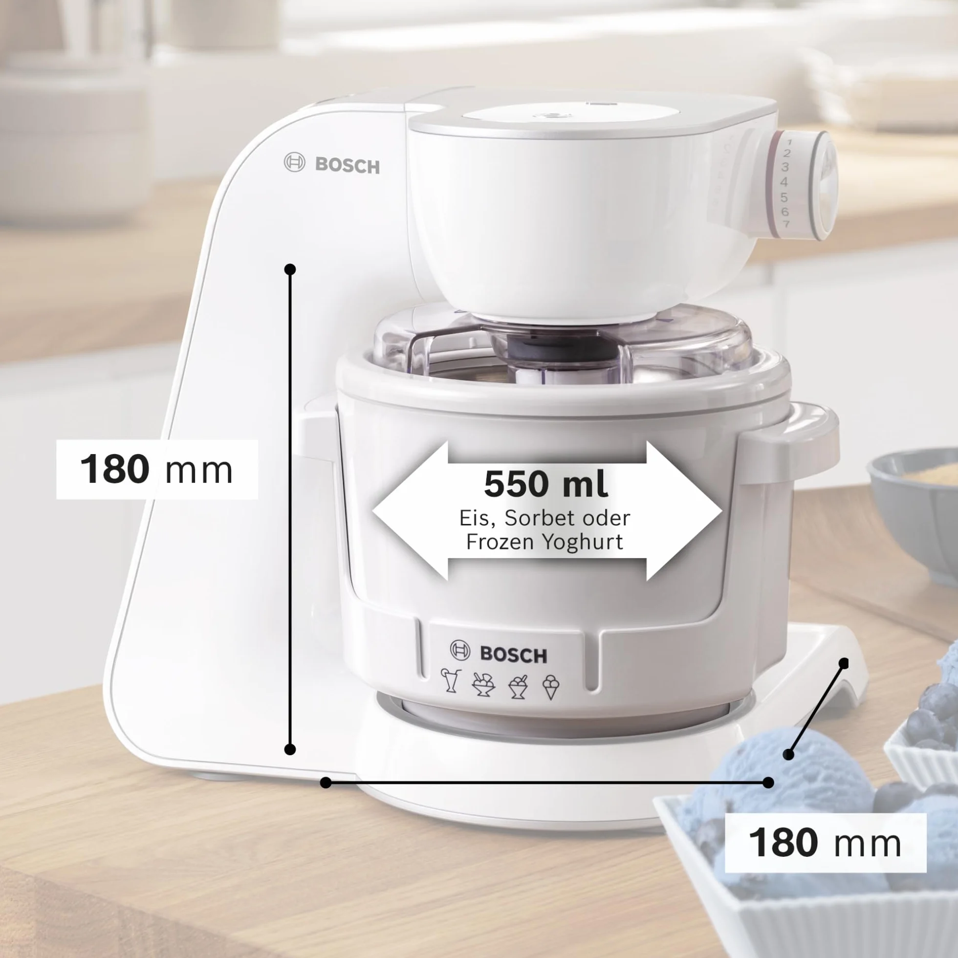 Bosch MUZ5EB2 maszyna do lodów 550 ml biała do robota kuchennego serii 4