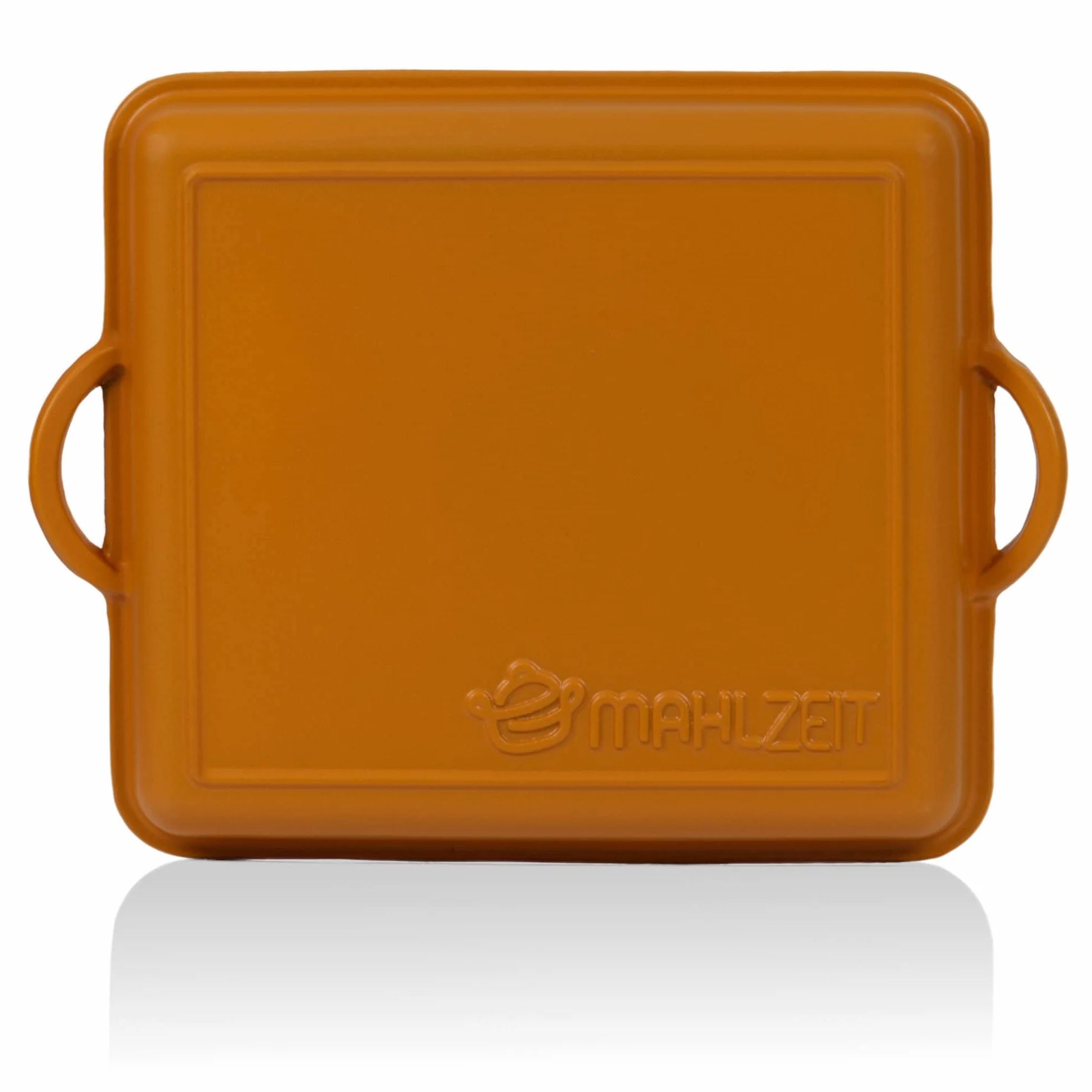 Mahlzeit Żeliwo emaliowane naczynie do pieczenia | 10,5 litra | Sunny Orange | brytfanna 2 w 1 z patelnią | brytfanna z pokrywką nadaje się do piekarnika, emaliowania, do duszenia, żeliwa
