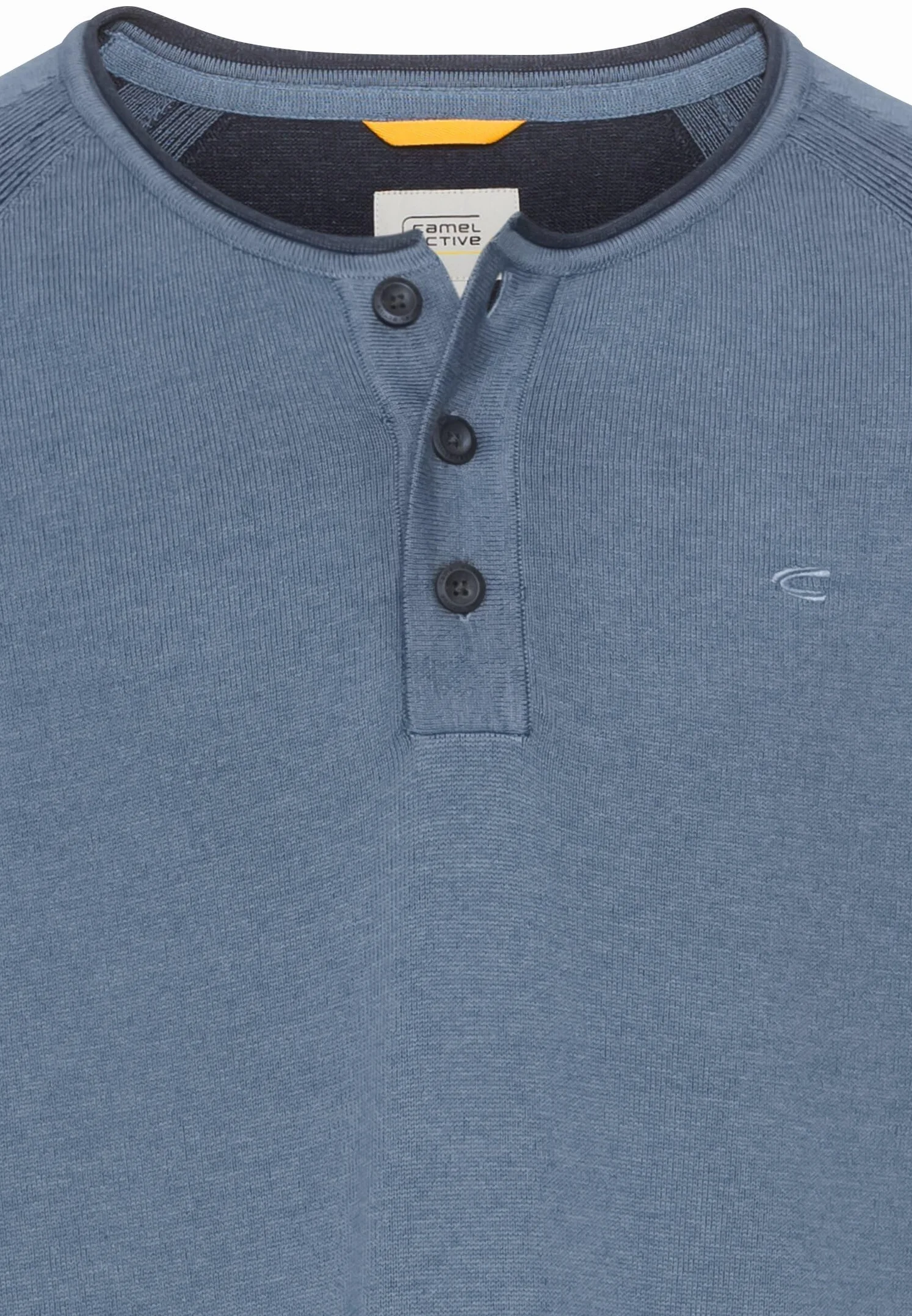 camel active Męska koszulka Henley z certyfikowanej bawełny organicznej, niebieski, L