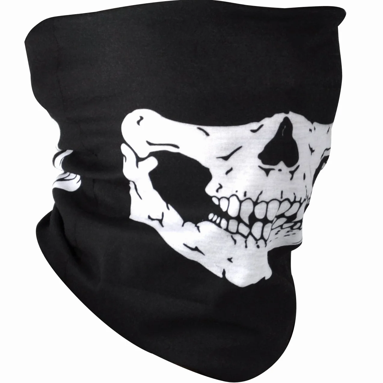 TRIXES Bandana z czaszką Multiway dla mężczyzn i kobiet - osłona ochronna na twarz - ocieplacz na szyję - motocykl deskorolka paintball sport - akcesoria na Halloween, Czarny, Rozmiar uniwersalny