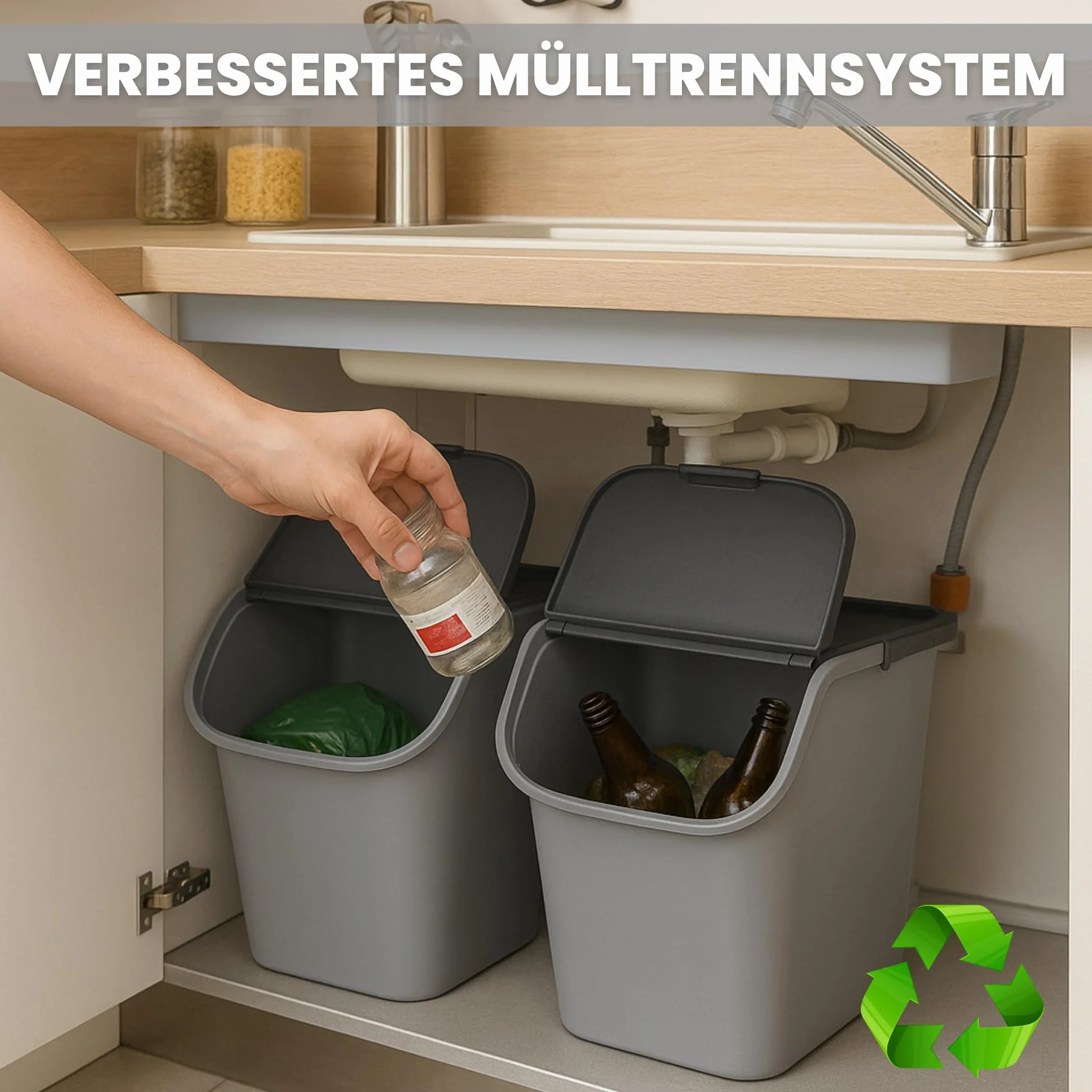 Kamai Kosz na śmieci 40 l z pokrywką i uchwytem z tworzywa sztucznego