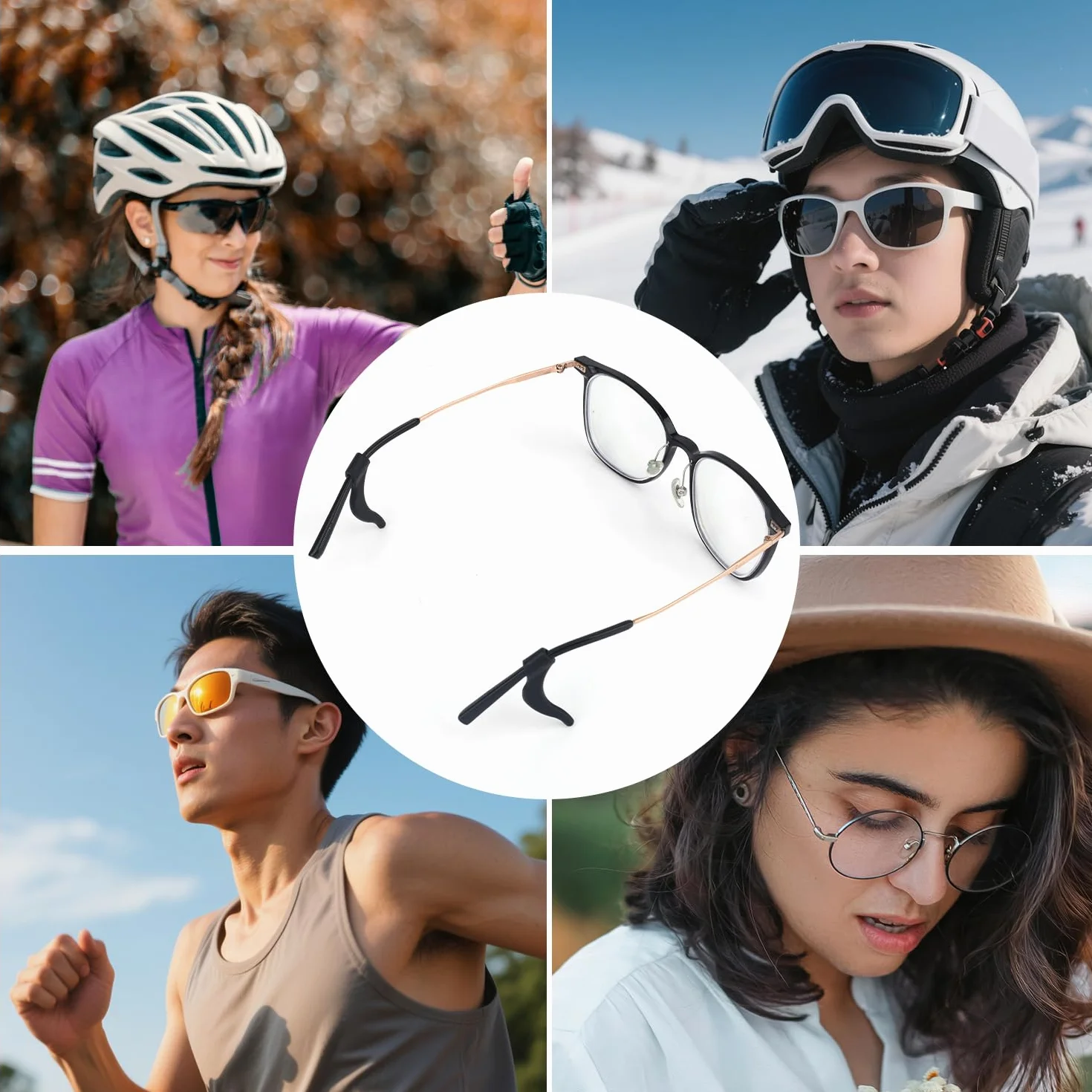 30 Par Uchwyty na Uszy do Okularów, Silikonowe Antypoślizgowe Uchwyty na Okulary Poduszka Końcówki Zauszników Okularów Uprawiania Sportu Okulary do Czytania Przeciwsłoneczne (Czarne)