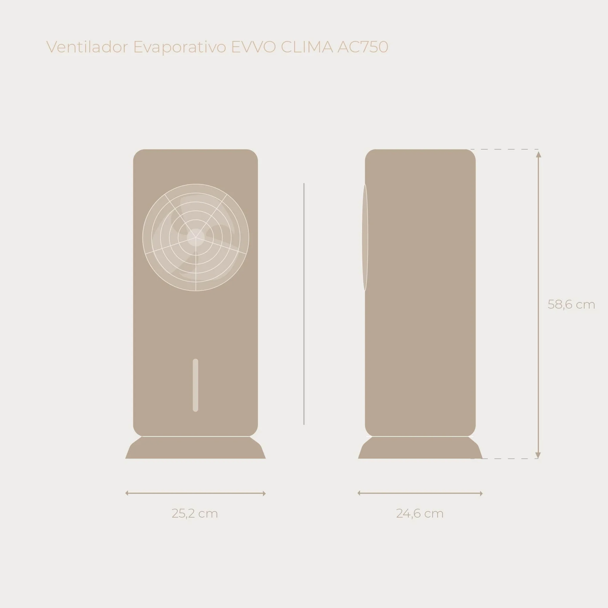 EVVO AC750 wentylator parowy przenośny klimatyzator 3 prędkości 2 tryby oscylacja 12-godzinny timer pilot zdalny