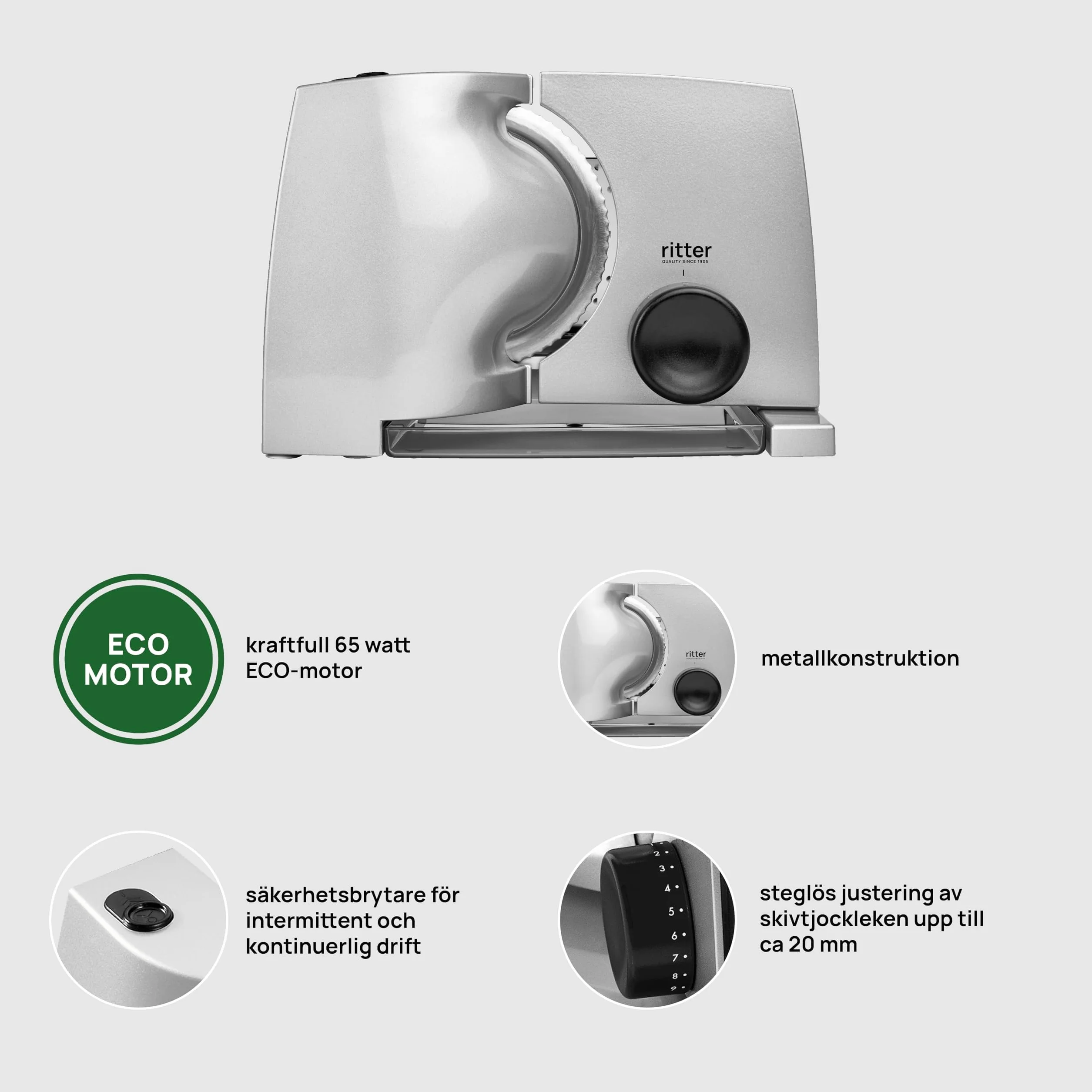 Ritter Compact 1 Elektryczna Krajalnica do Chleba z Metalu Made in Germany