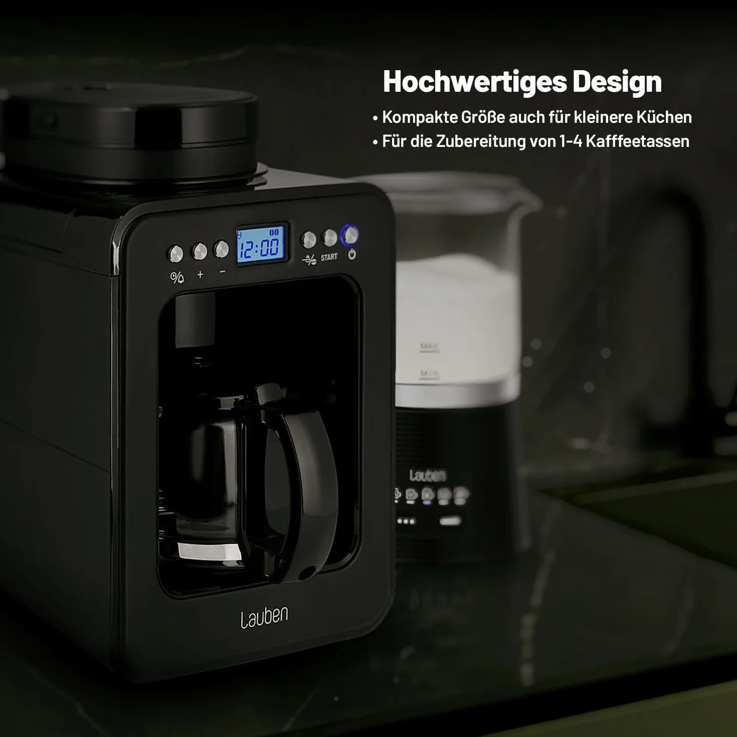 Lauben Grind&Drip Coffee Maker 600BB mały ekspres do kawy z wbudowanym młynkiem 0,56 l