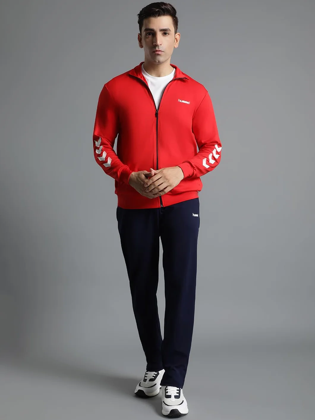 hummel 205876 męski zestaw Promo Poly Track Suit, różowy/niebieski morski, L EU