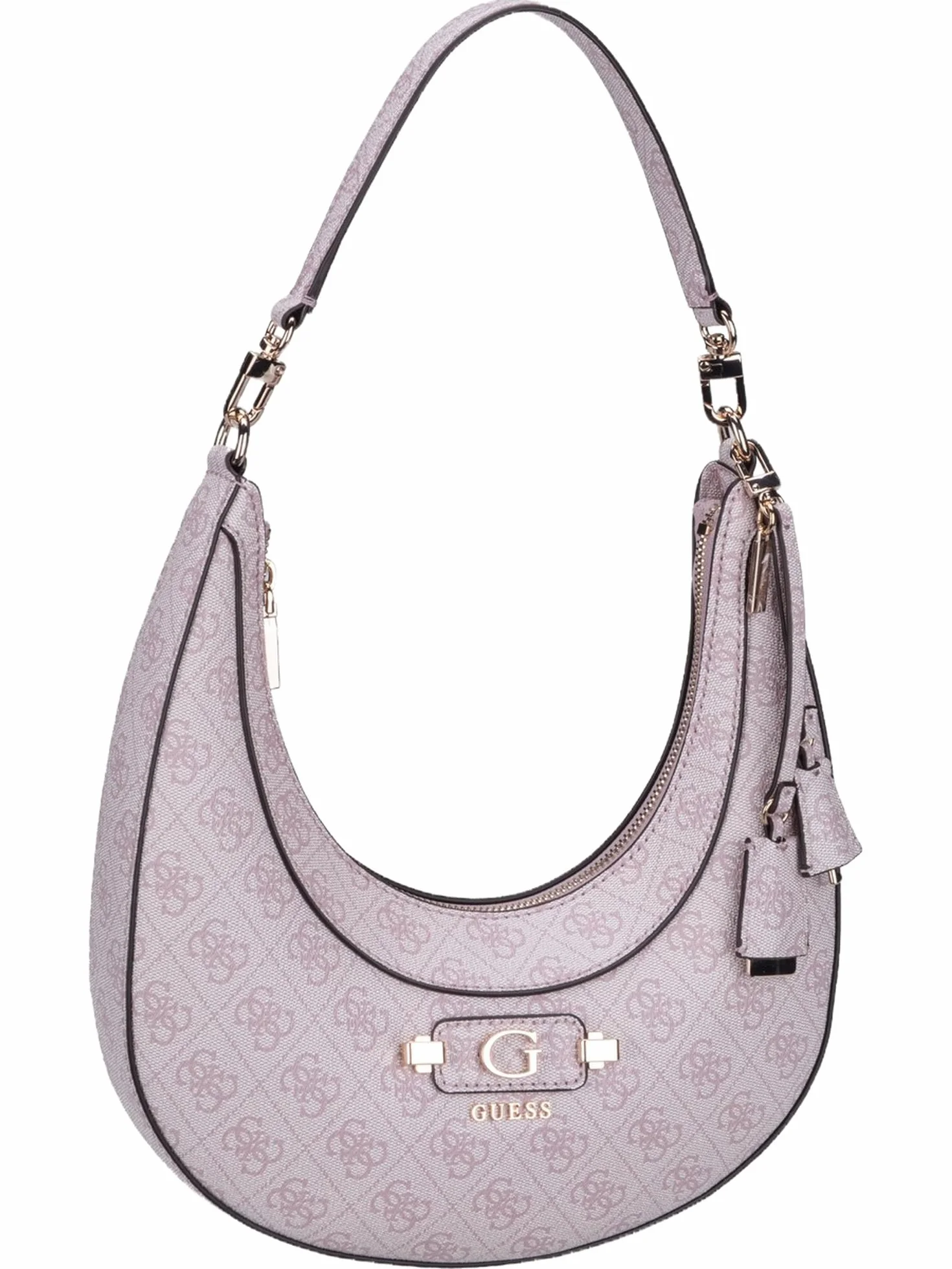 GUESS Torba na ramię Lindsey Hobo Orchid Logo stary róż