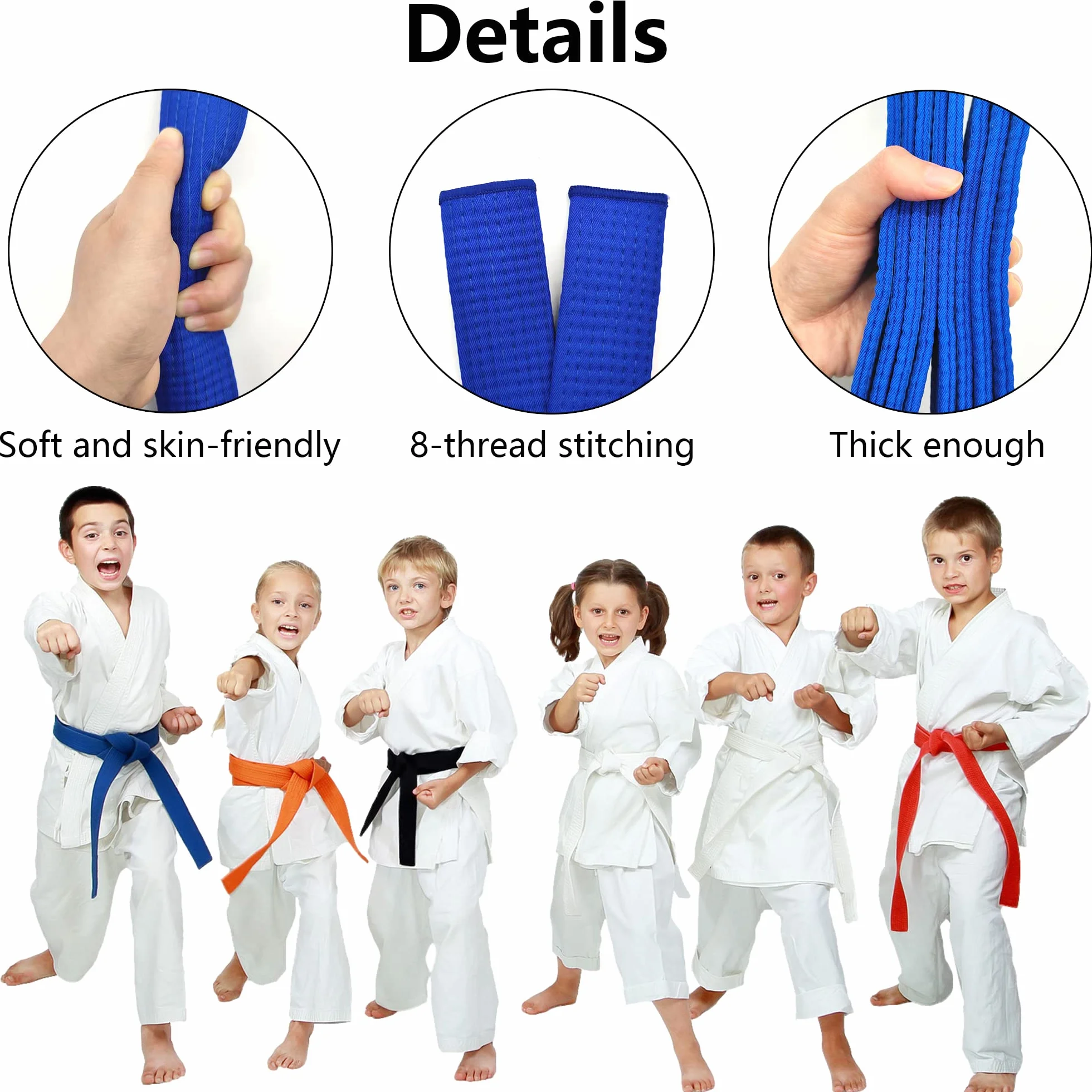 2 szt. 260 cm Judo Karate Pas Sztuki Walki Paski Sportowe Taekwondo Pasy Profesjonalne Karate Aikido Pas Gruby Tkanina Biały Pasek Dzieci Dorośli Kofun Martial Arts Belt