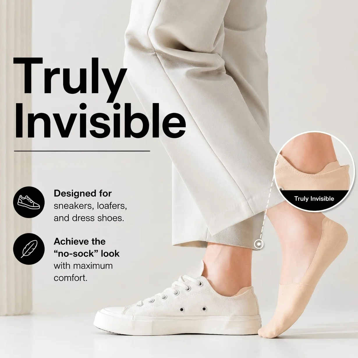 Caudblor 6 par skarpet do sneakersów, skarpety sportowe, męskie, bawełniane, niewidoczne skarpety, czarne, Nude, 40-43, 44-47
