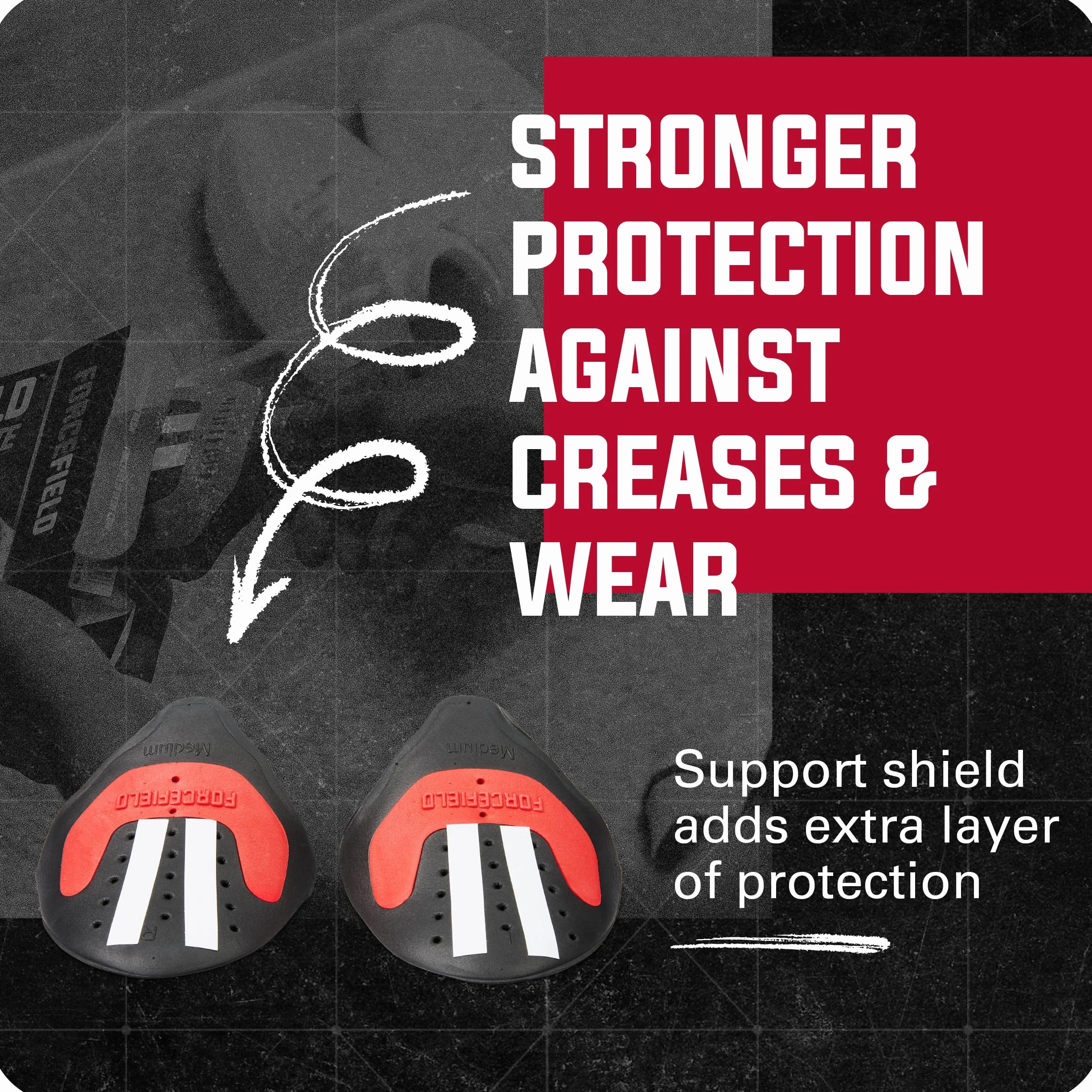 Forcefield Eliminator zagnieceń – smukłe, oddychające wkładki do butów do trampek, zapobiegają zagnieceniom palców, zachowują kształt, lekka pianka EVA z paskami przyczepnymi, rozmiar L