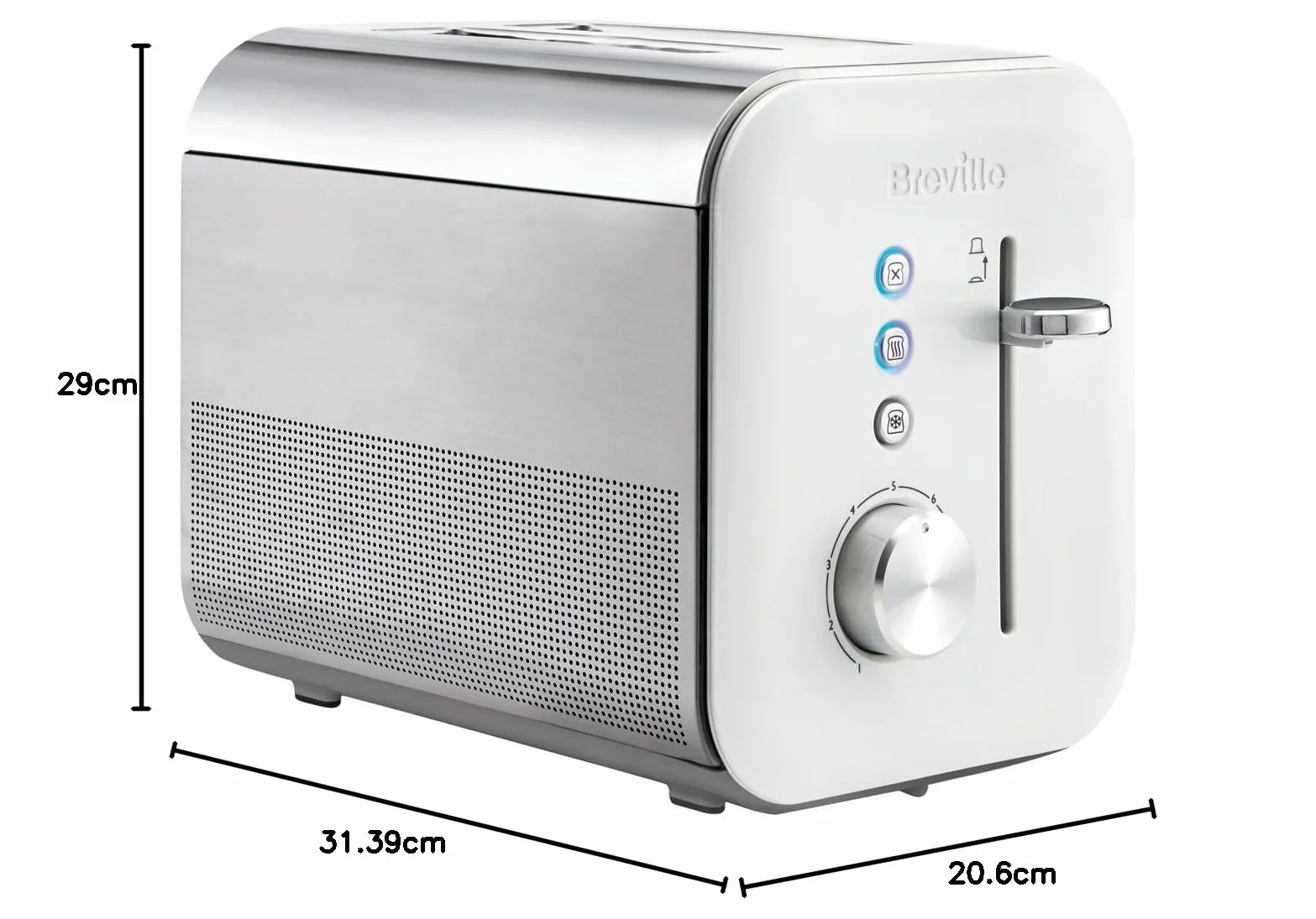 Breville Opiekacz do Tostów High Gloss Biały Stalowy 20.6 x 31.4 x 29 cm